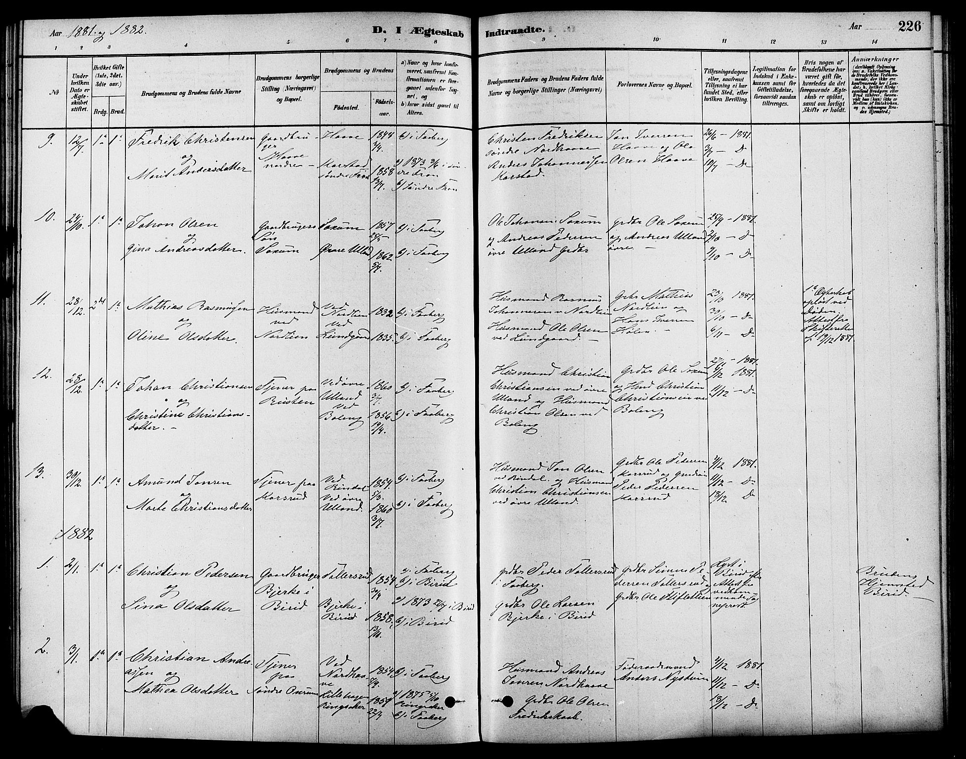 Fåberg prestekontor, SAH/PREST-086/H/Ha/Haa/L0008: Parish register (official) no. 8, 1879-1898, p. 226