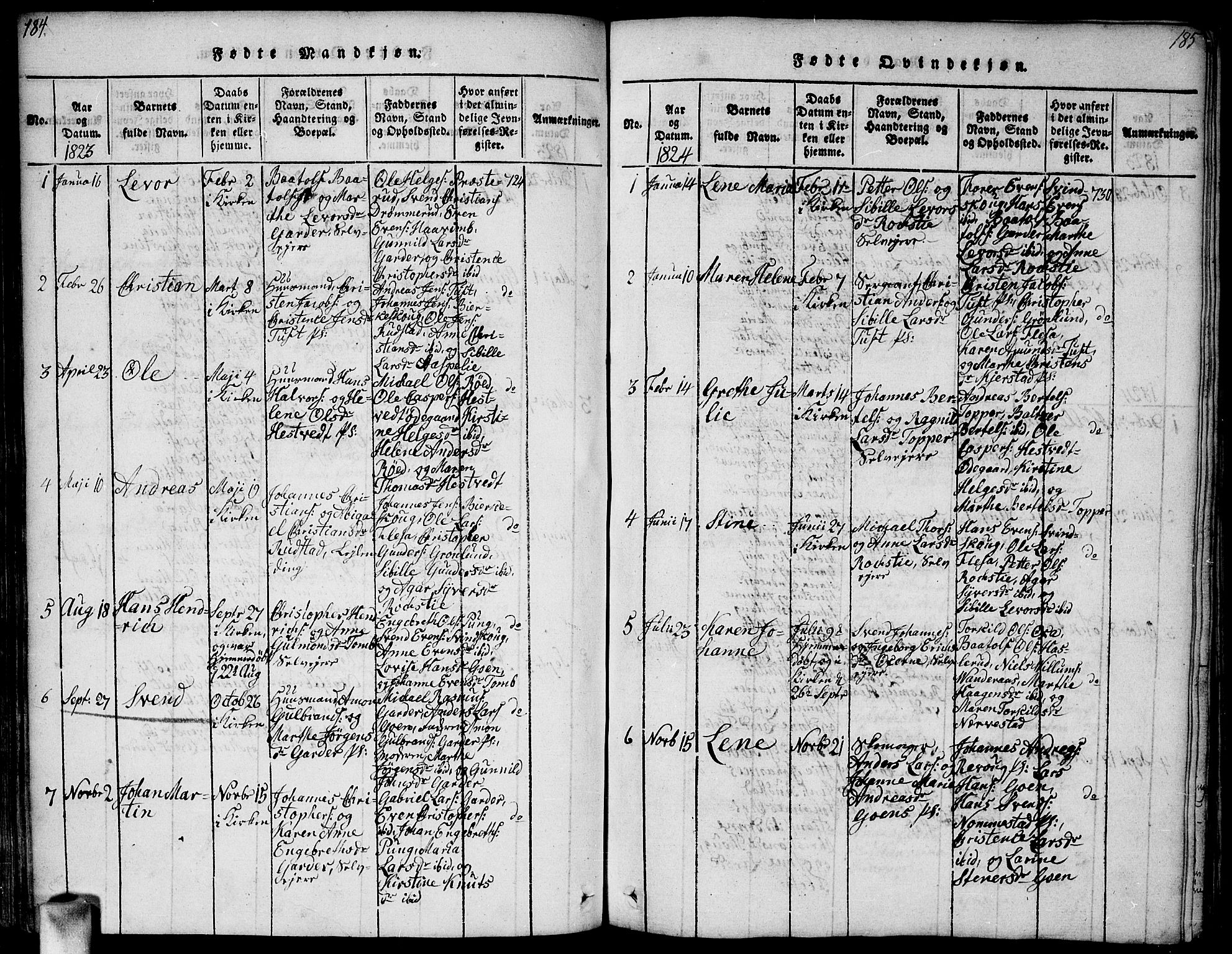 Vestby prestekontor Kirkebøker, SAO/A-10893/F/Fa/L0005: Parish register (official) no. I 5, 1814-1827, p. 184-185