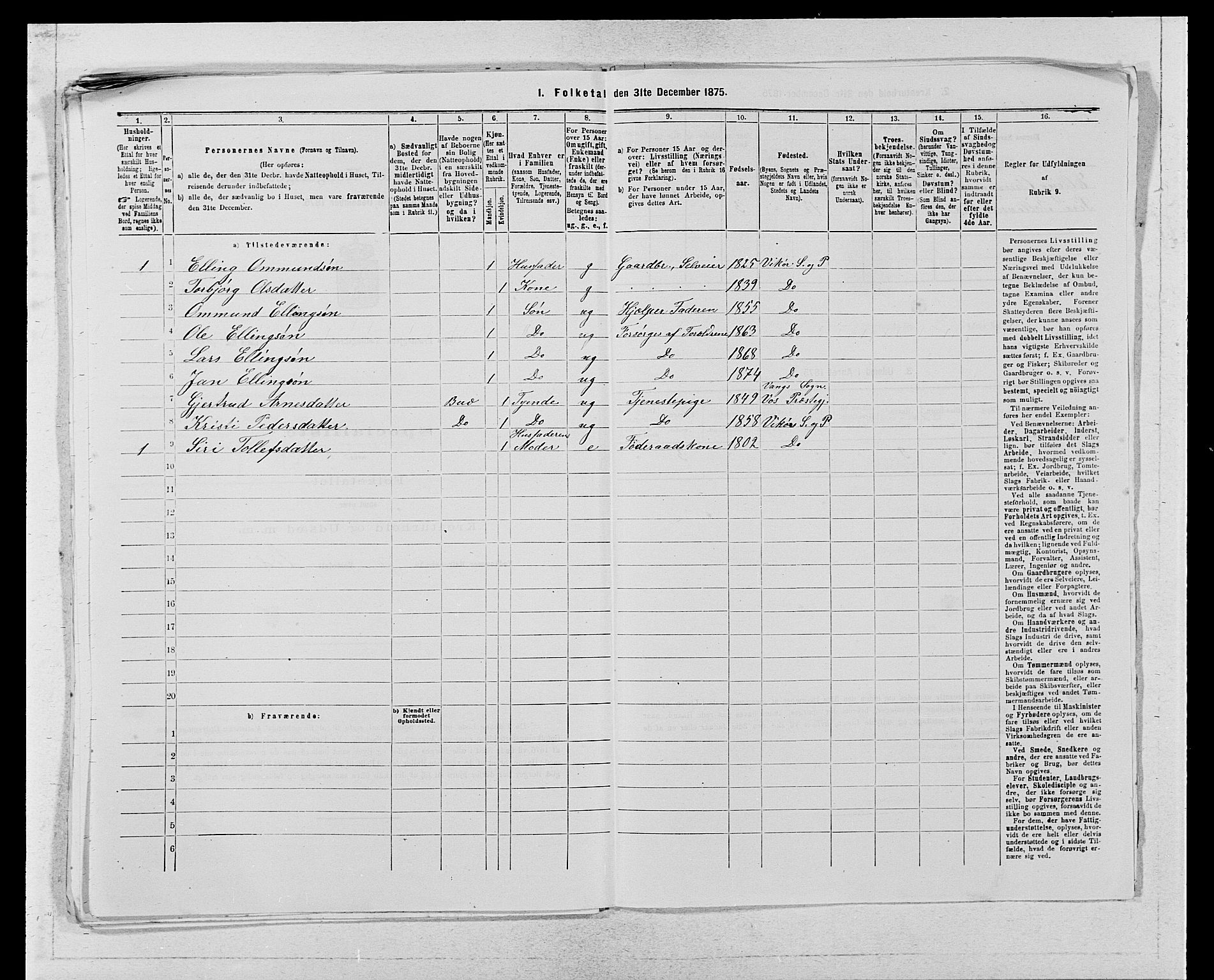 SAB, 1875 census for 1238P Vikør, 1875, p. 334