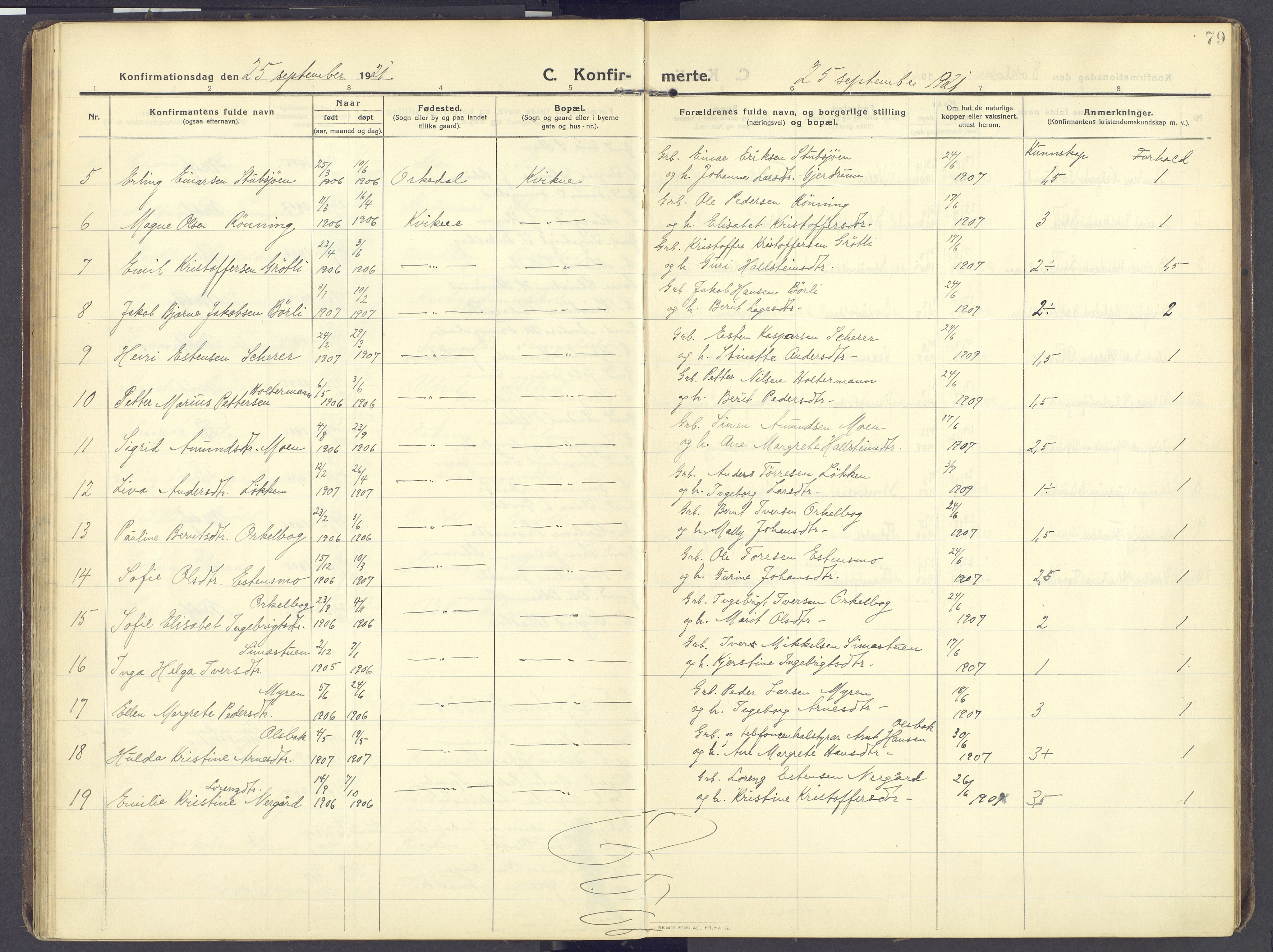 Kvikne prestekontor, AV/SAH-PREST-064/H/Ha/Haa/L0009: Parish register (official) no. 9, 1911-1942, p. 79