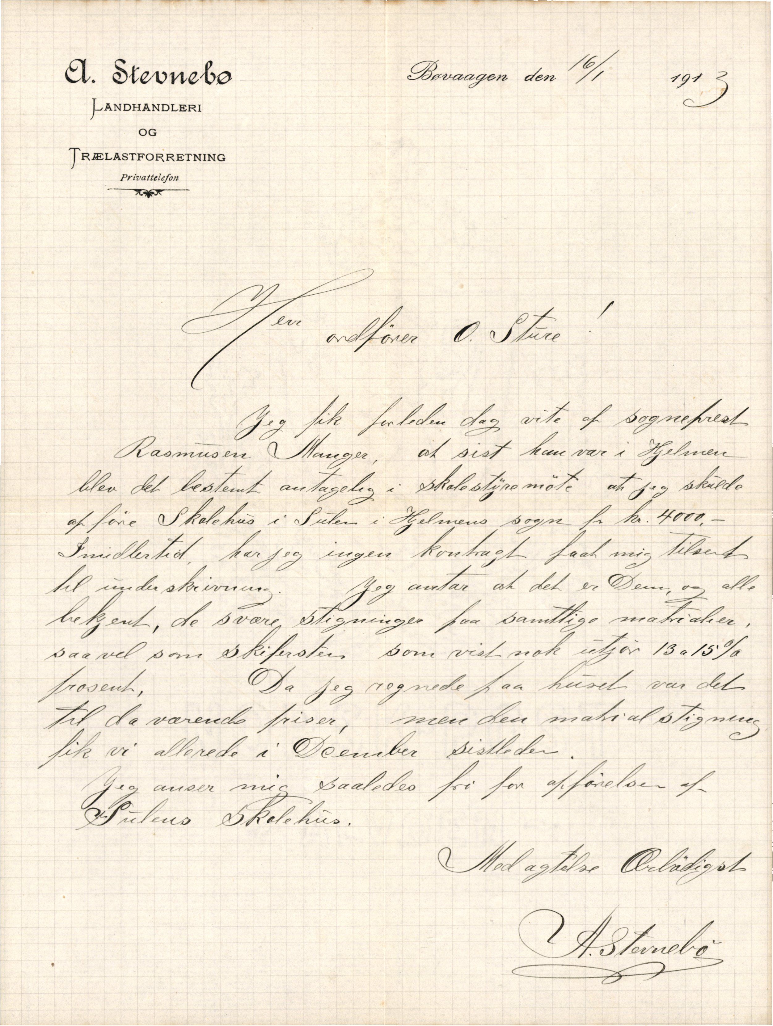 Hjelme kommune. Skulestyret, IKAH/1259a-211/D/Da/L0001/0001/0001: Kronologisk ordna korrespondanse  / Kronologisk ordna korrespondanse , 1913-1914