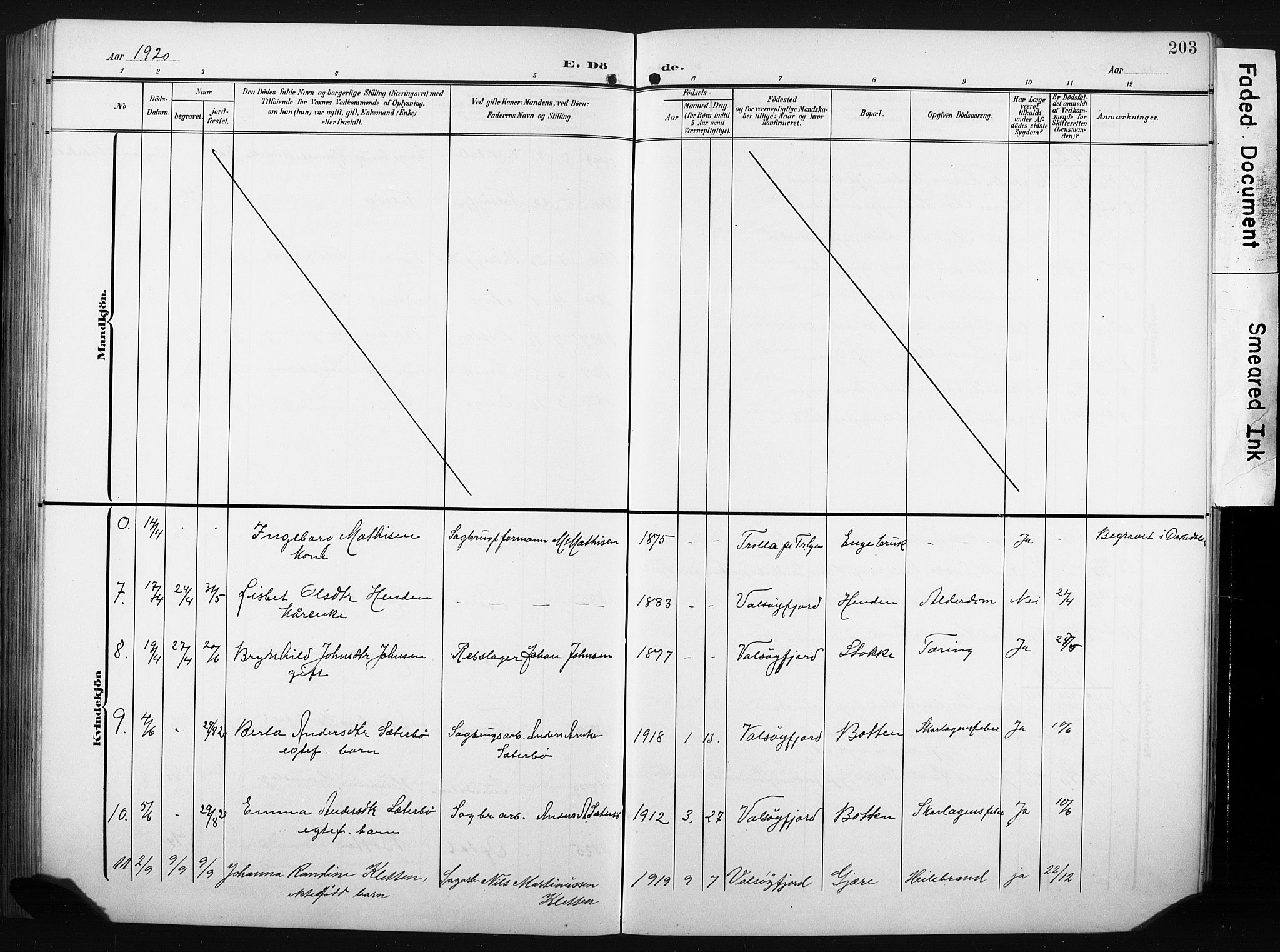 Ministerialprotokoller, klokkerbøker og fødselsregistre - Møre og Romsdal, AV/SAT-A-1454/580/L0927: Parish register (copy) no. 580C02, 1904-1932, p. 203