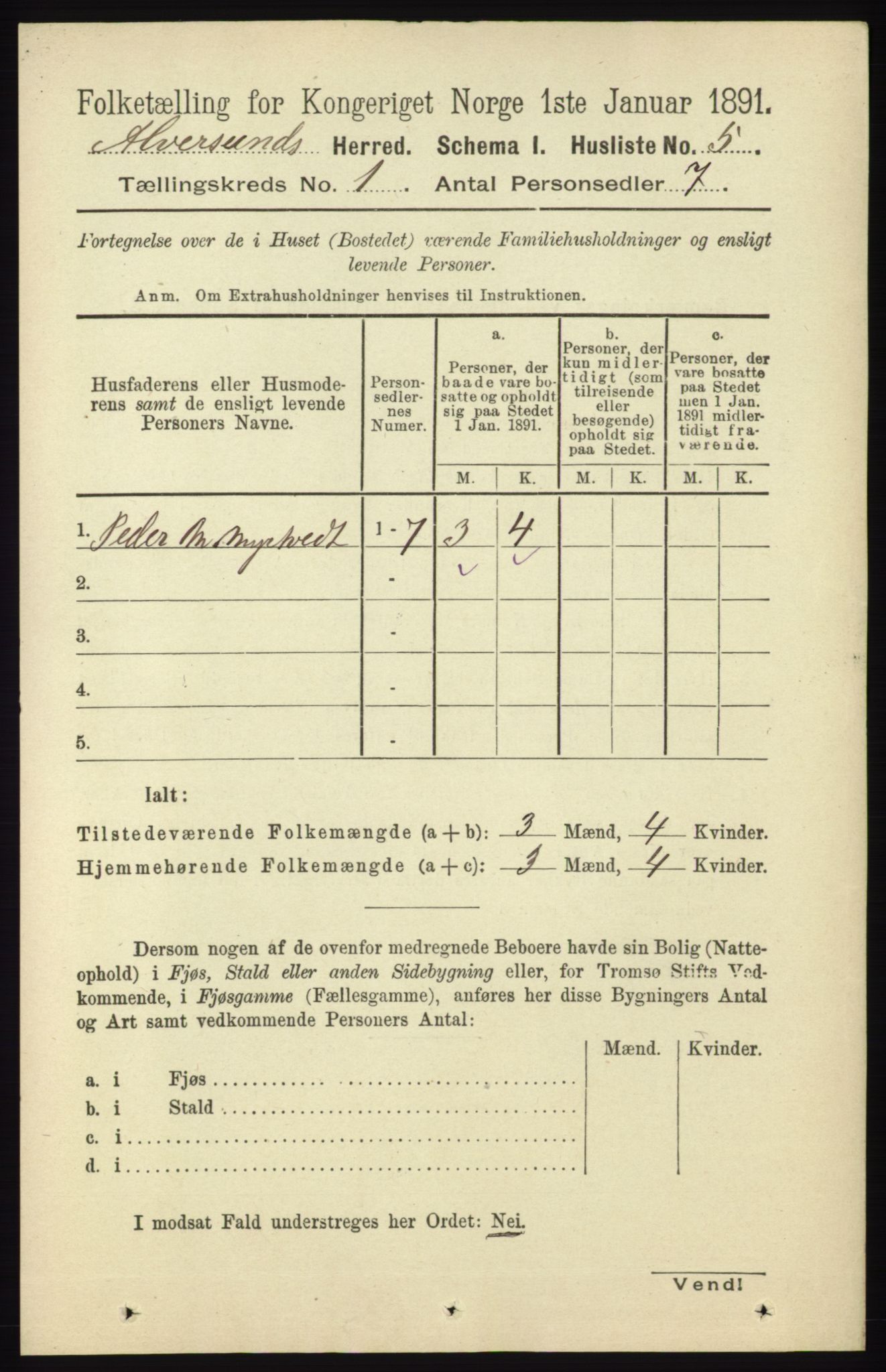 RA, 1891 census for 1257 Alversund, 1891, p. 34
