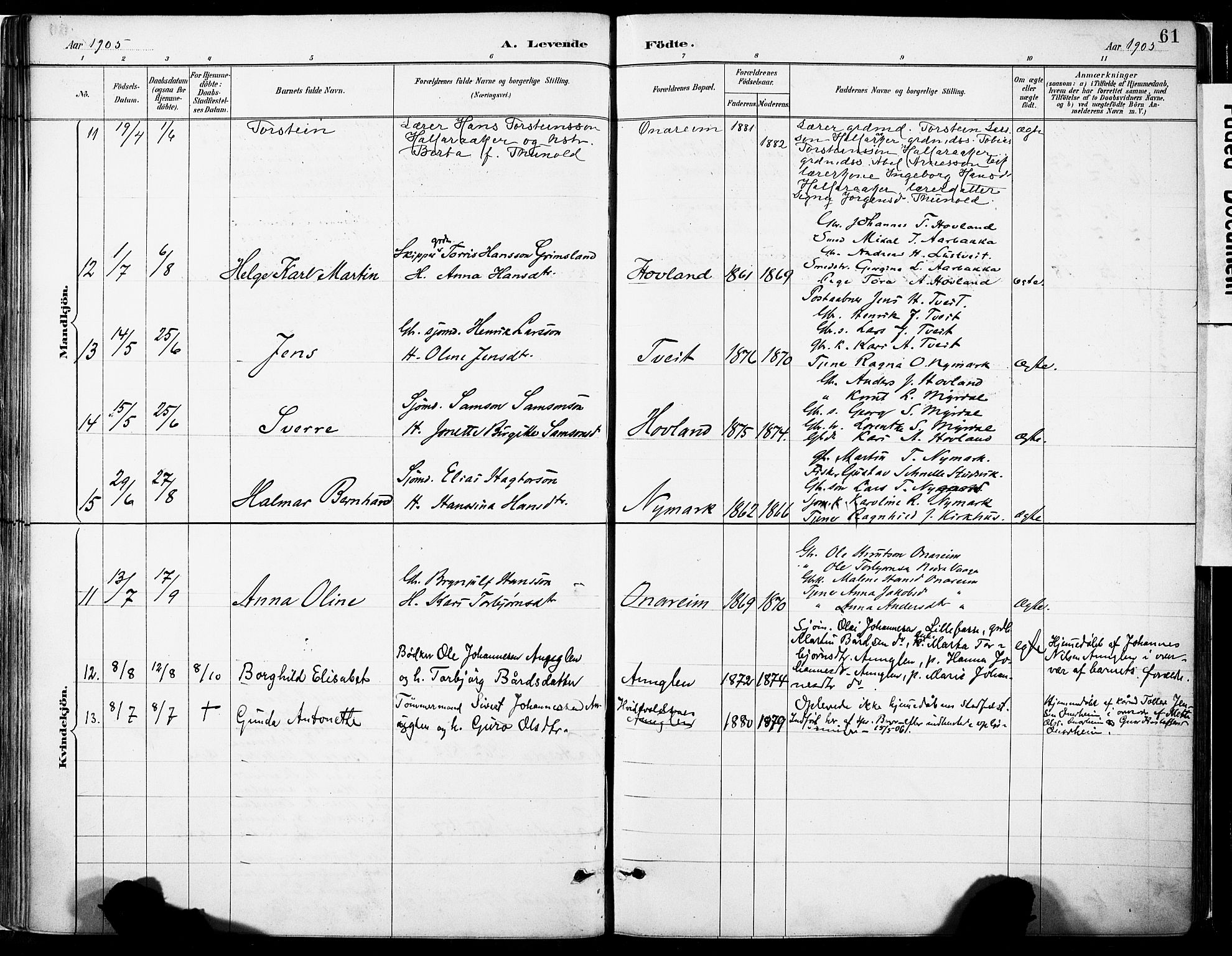 Tysnes sokneprestembete, SAB/A-78601/H/Haa: Parish register (official) no. C 1, 1887-1912, p. 61