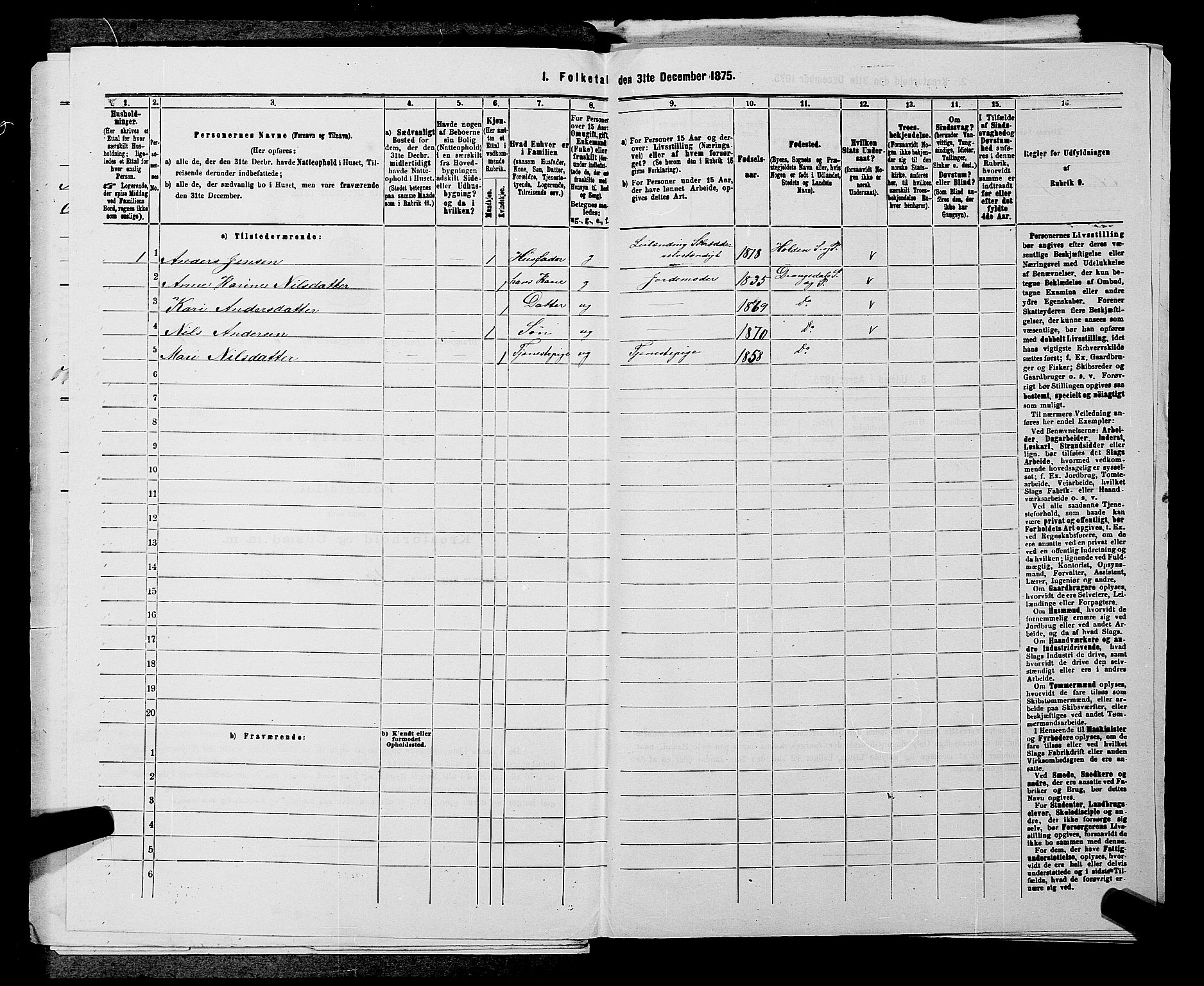 SAKO, 1875 census for 0817P Drangedal, 1875, p. 381