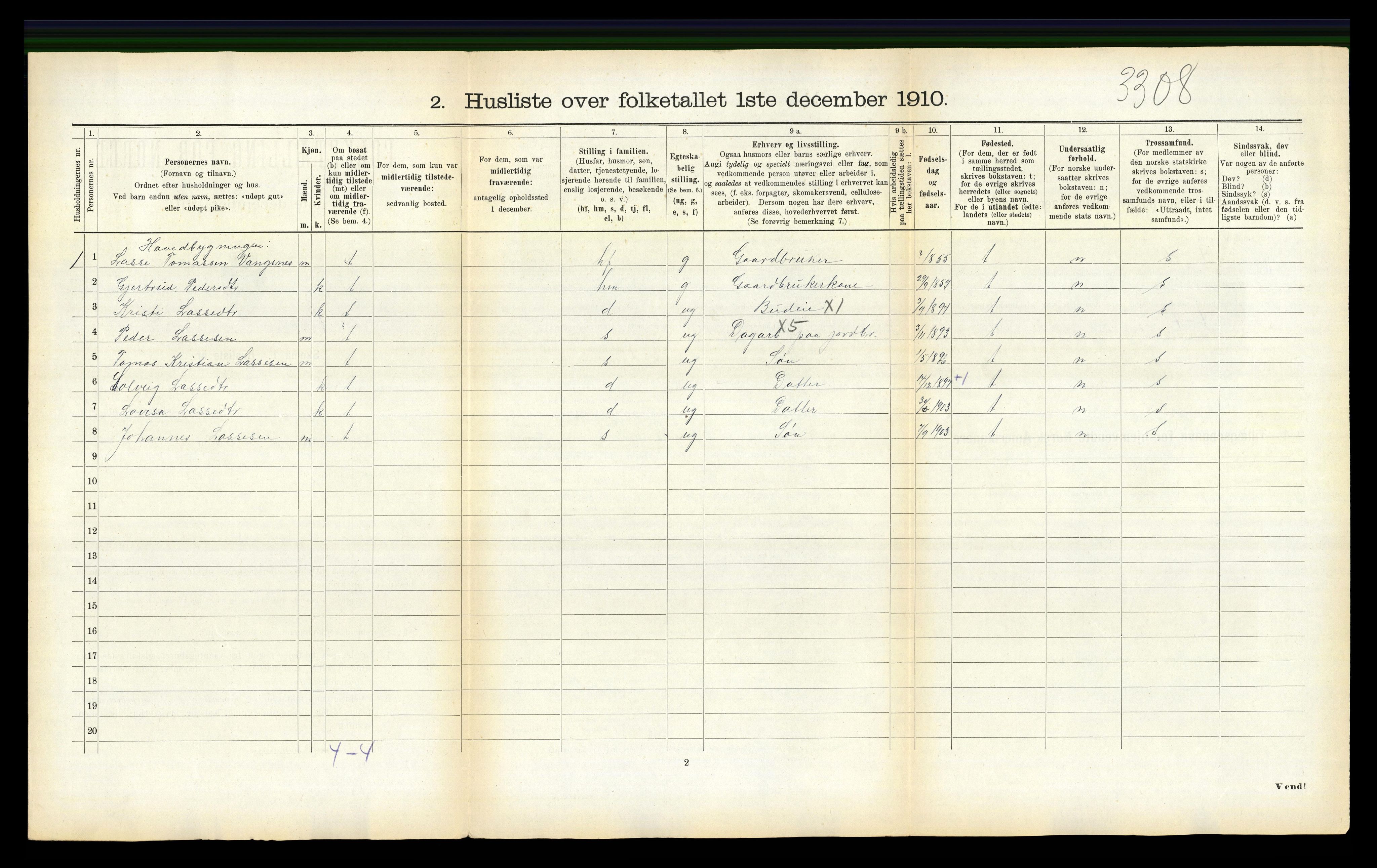 RA, 1910 census for Balestrand, 1910, p. 753