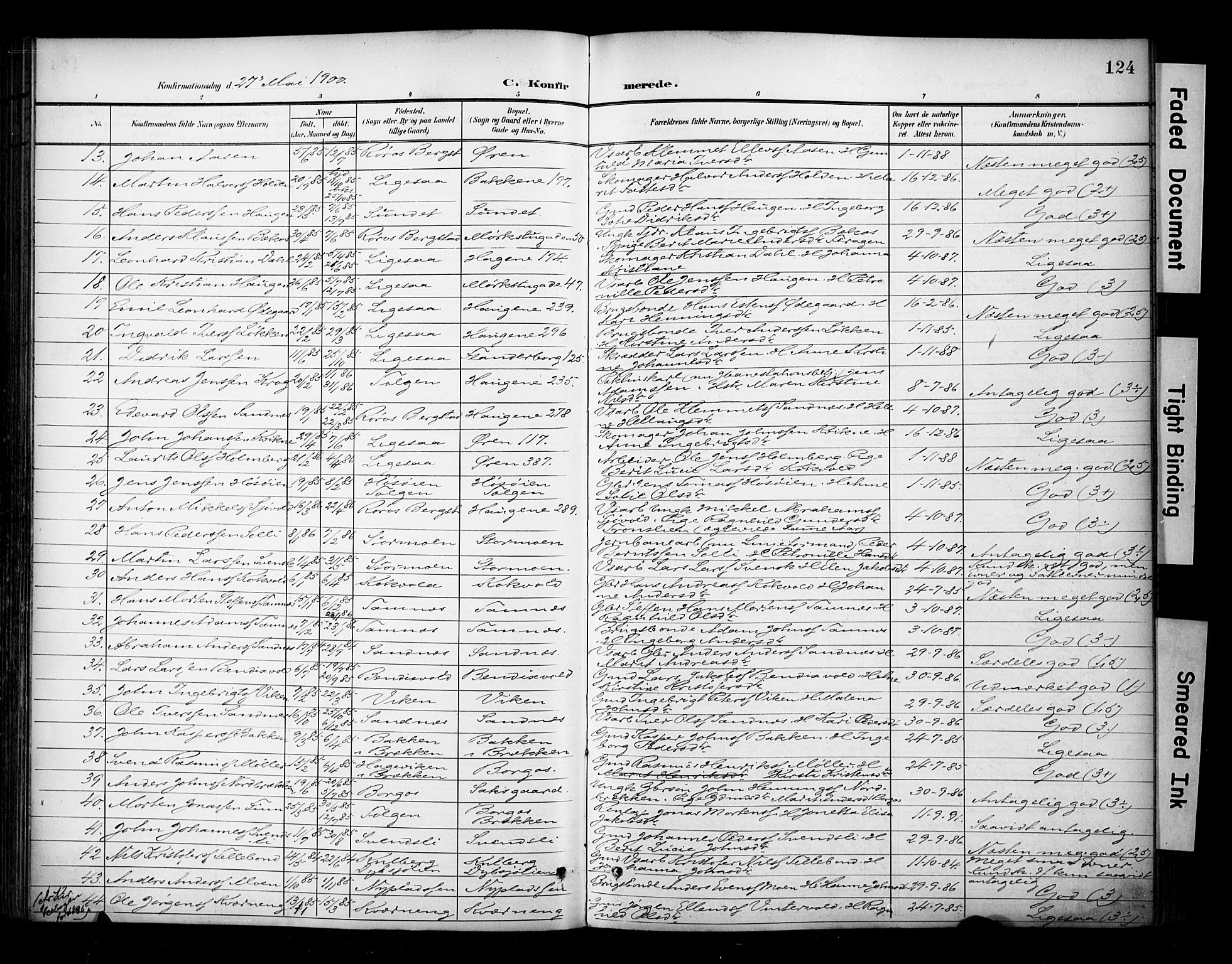 Ministerialprotokoller, klokkerbøker og fødselsregistre - Sør-Trøndelag, SAT/A-1456/681/L0936: Parish register (official) no. 681A14, 1899-1908, p. 124