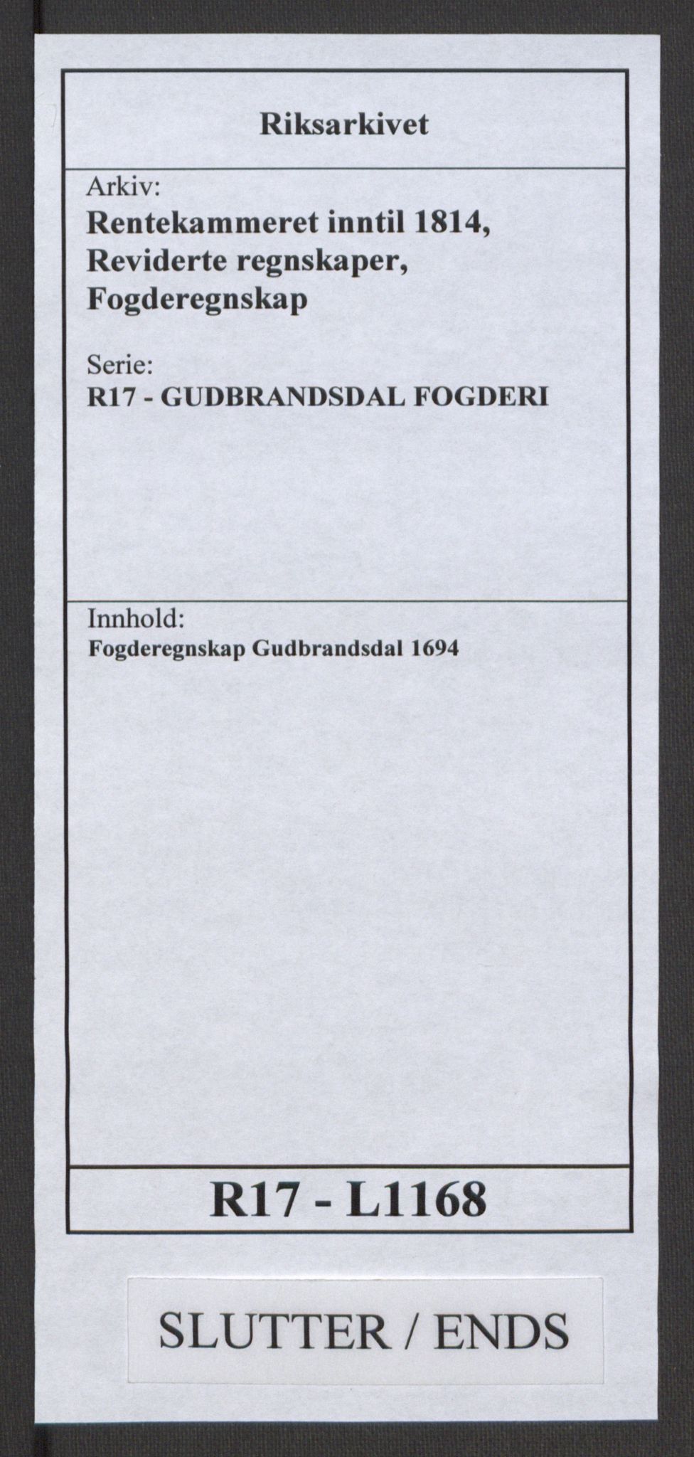 Rentekammeret inntil 1814, Reviderte regnskaper, Fogderegnskap, AV/RA-EA-4092/R17/L1168: Fogderegnskap Gudbrandsdal, 1694, p. 373