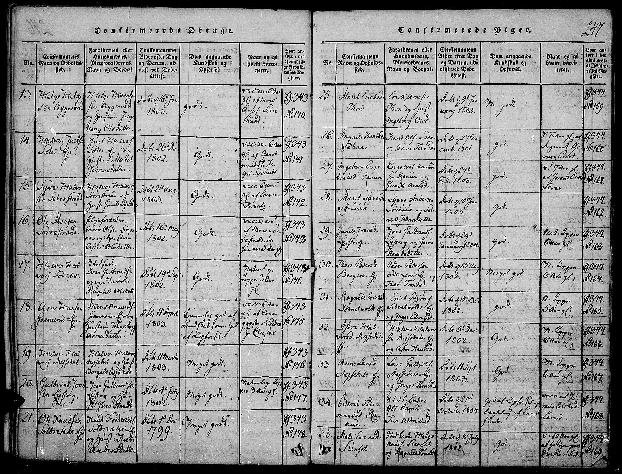 Nord-Aurdal prestekontor, AV/SAH-PREST-132/H/Ha/Haa/L0002: Parish register (official) no. 2, 1816-1828, p. 247