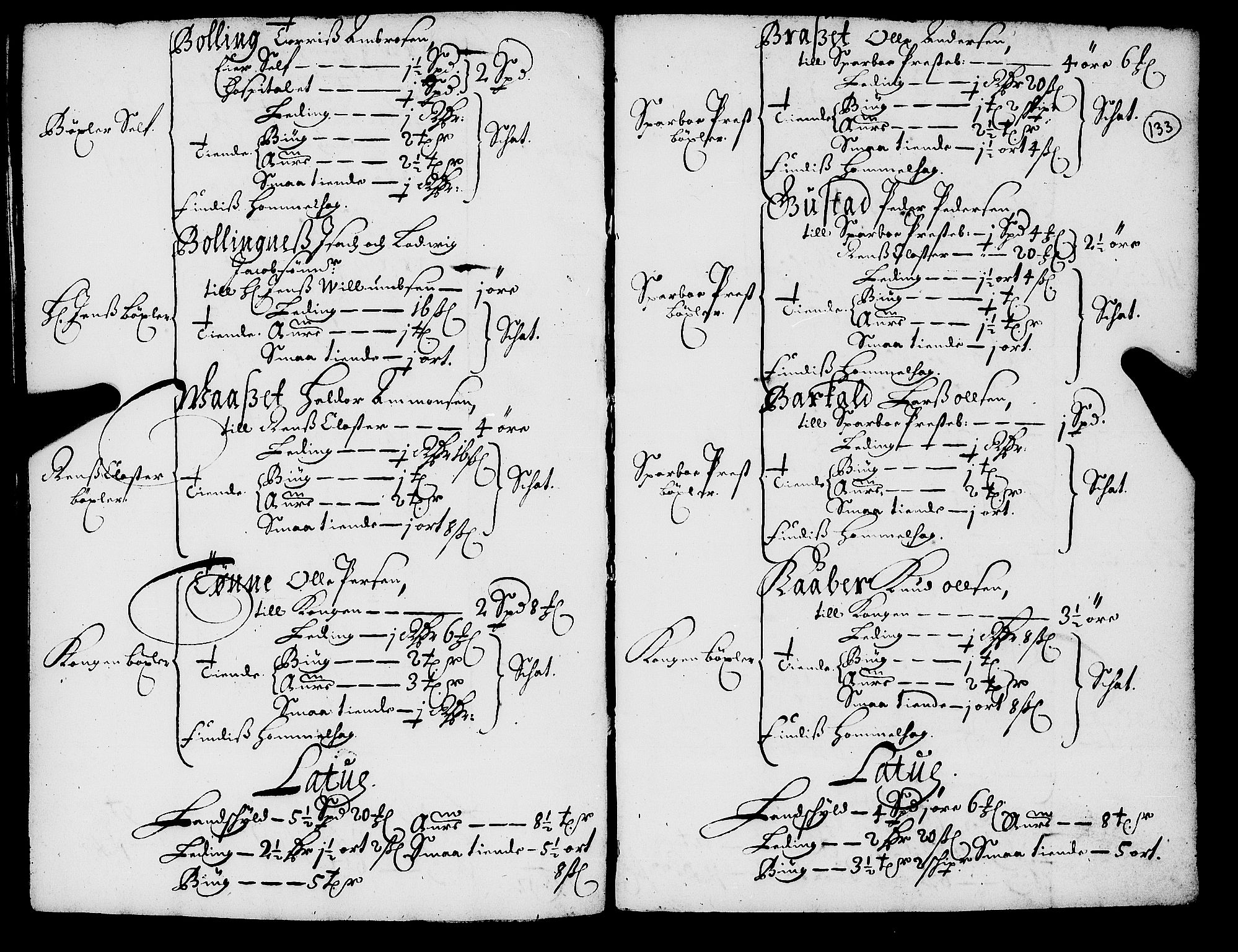 Rentekammeret inntil 1814, Realistisk ordnet avdeling, RA/EA-4070/N/Nb/Nba/L0055: Inderøy len, 1668, p. 132b-133a