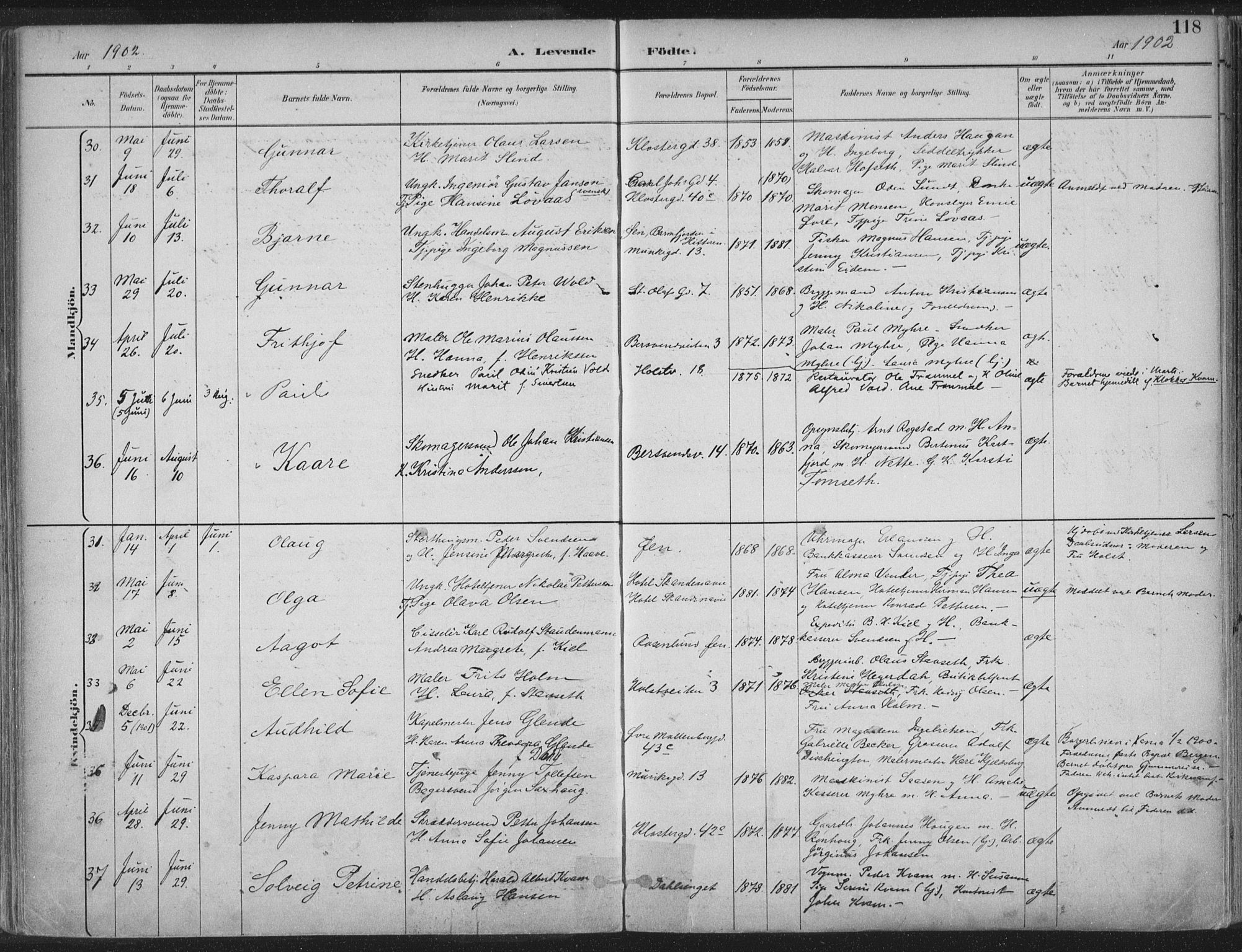 Ministerialprotokoller, klokkerbøker og fødselsregistre - Sør-Trøndelag, SAT/A-1456/601/L0062: Parish register (official) no. 601A30, 1891-1911, p. 118