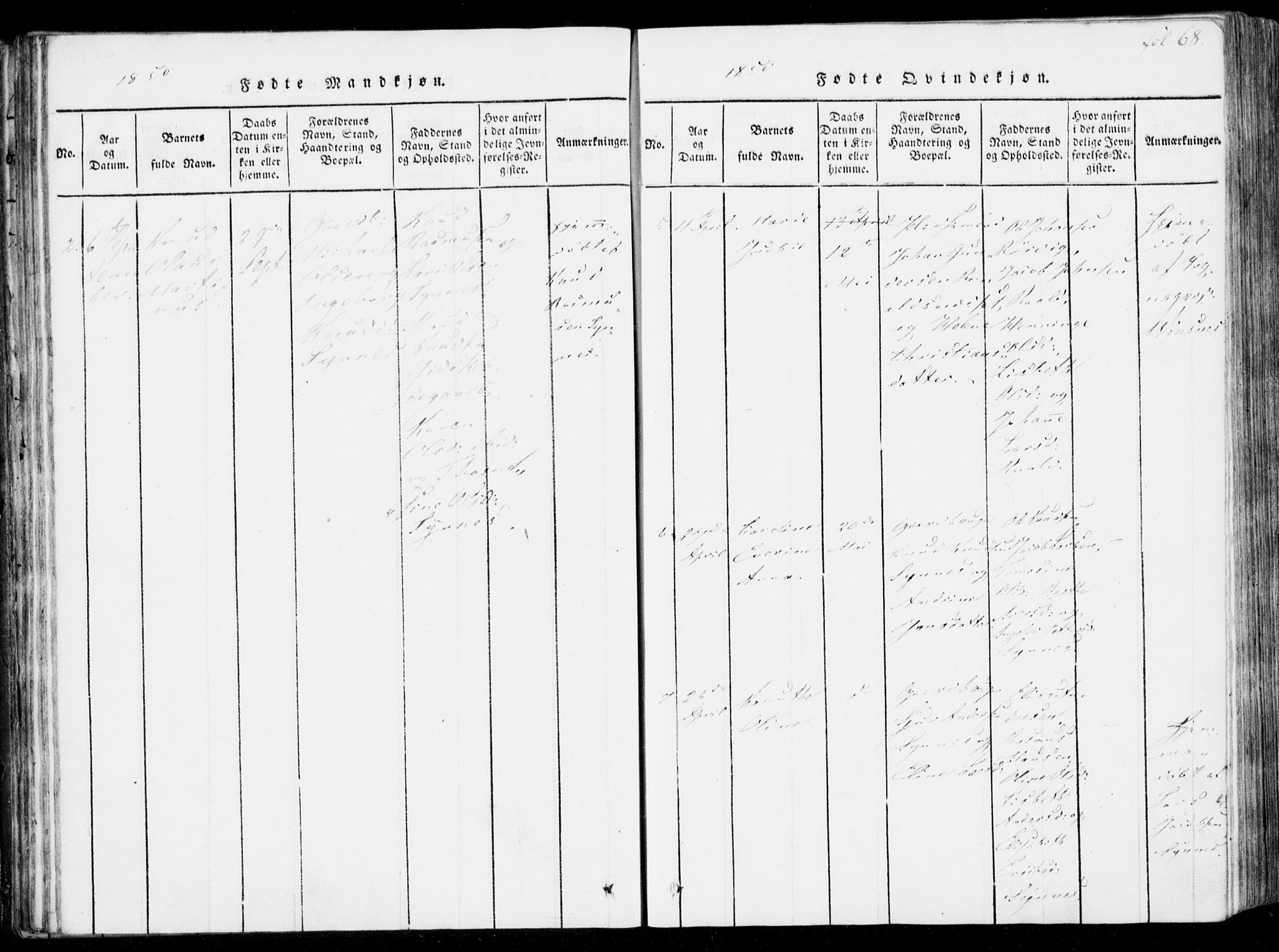 Ministerialprotokoller, klokkerbøker og fødselsregistre - Møre og Romsdal, SAT/A-1454/537/L0517: Parish register (official) no. 537A01, 1818-1862, p. 68