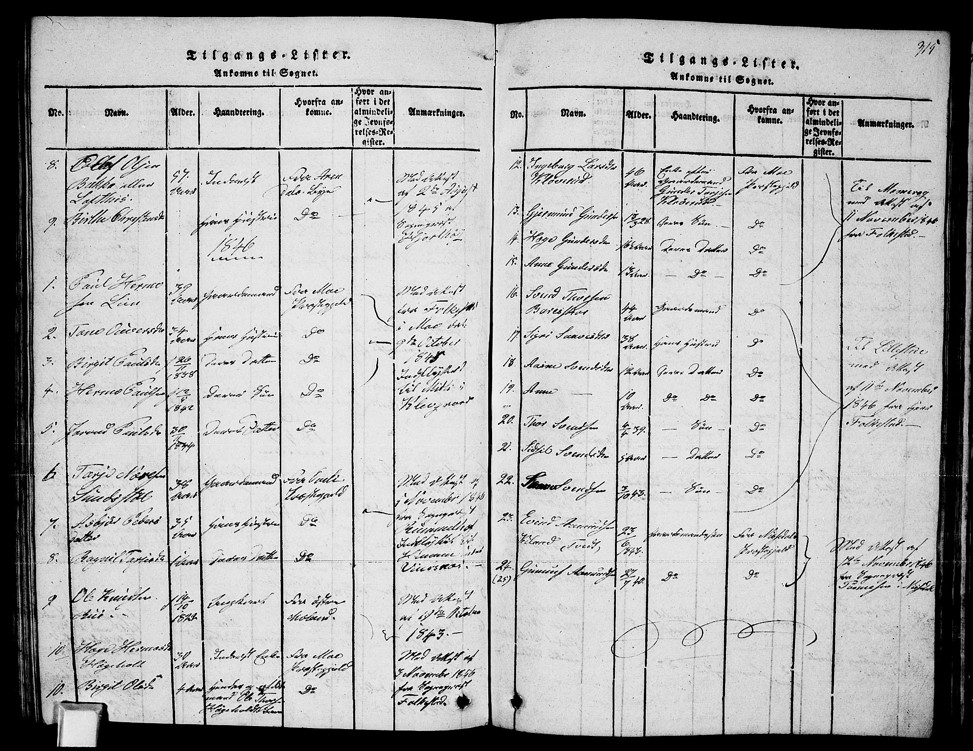 Fyresdal kirkebøker, SAKO/A-263/G/Ga/L0002: Parish register (copy) no. I 2, 1815-1857, p. 315