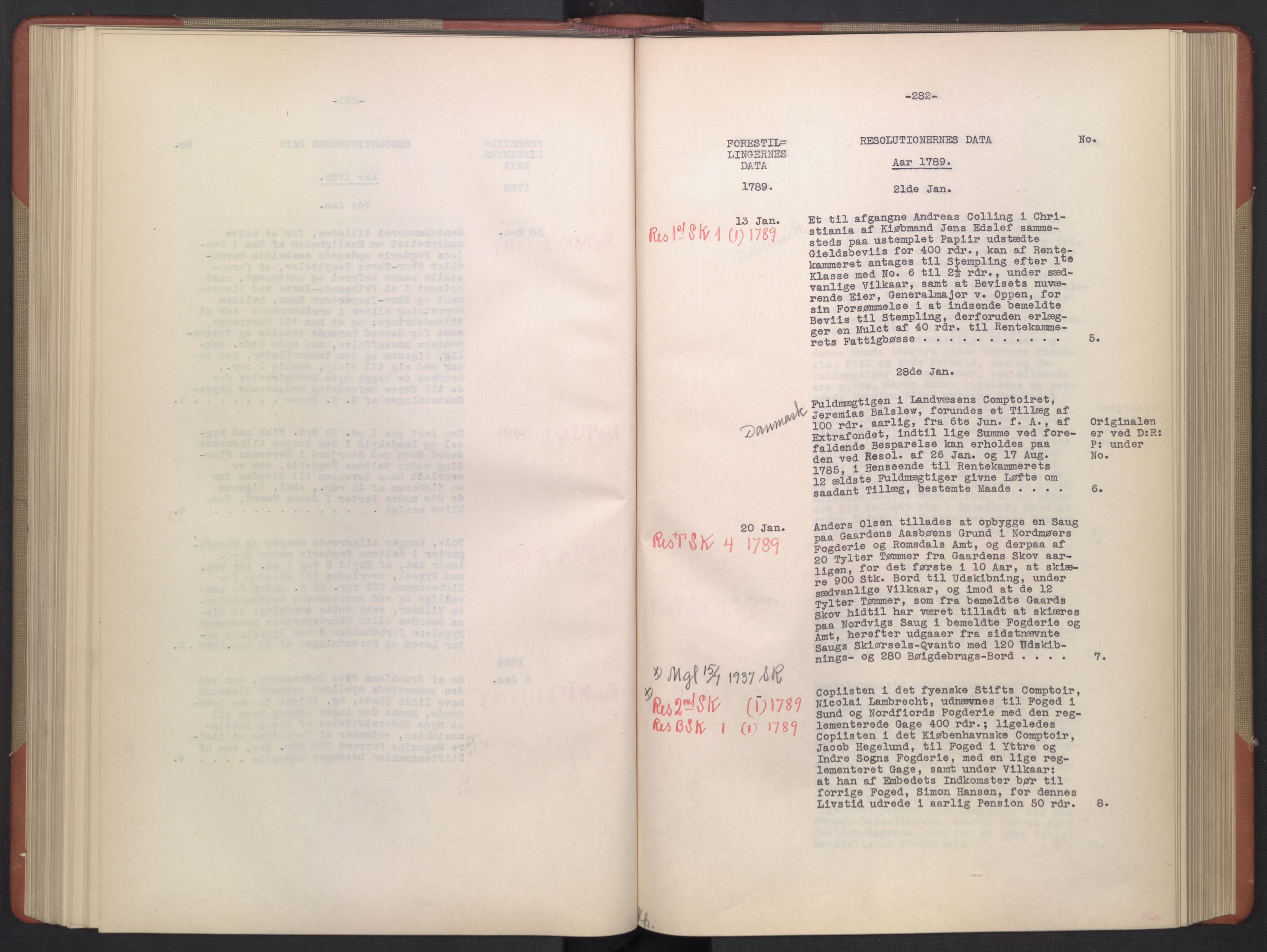 Avskriftsamlingen, AV/RA-EA-4022/F/Fb/L0127: Registratur over norske Relasjons- og  resolusjonsprotokoller, 1786-1793, p. 119