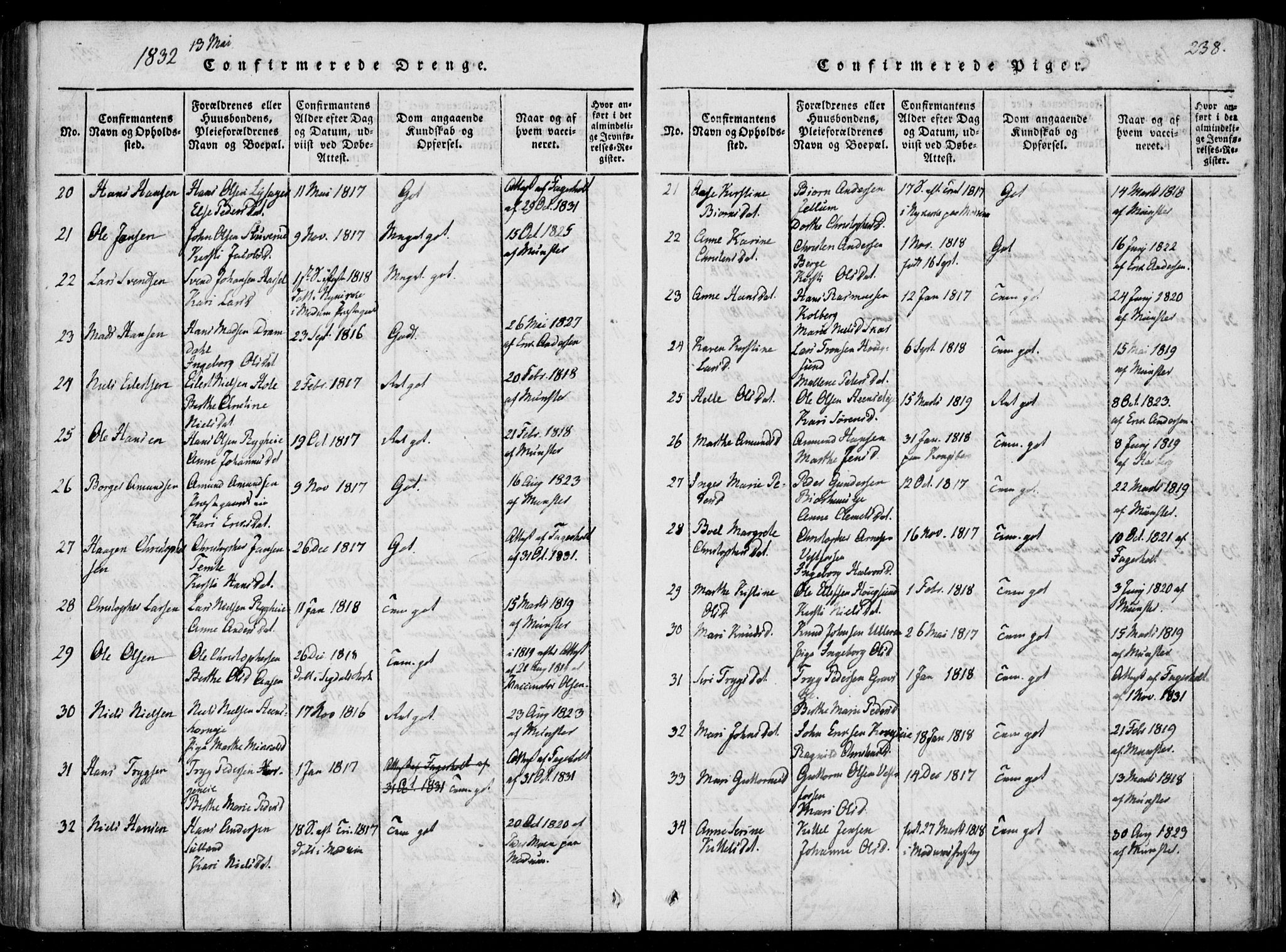 Eiker kirkebøker, SAKO/A-4/F/Fa/L0012: Parish register (official) no. I 12, 1827-1832, p. 238