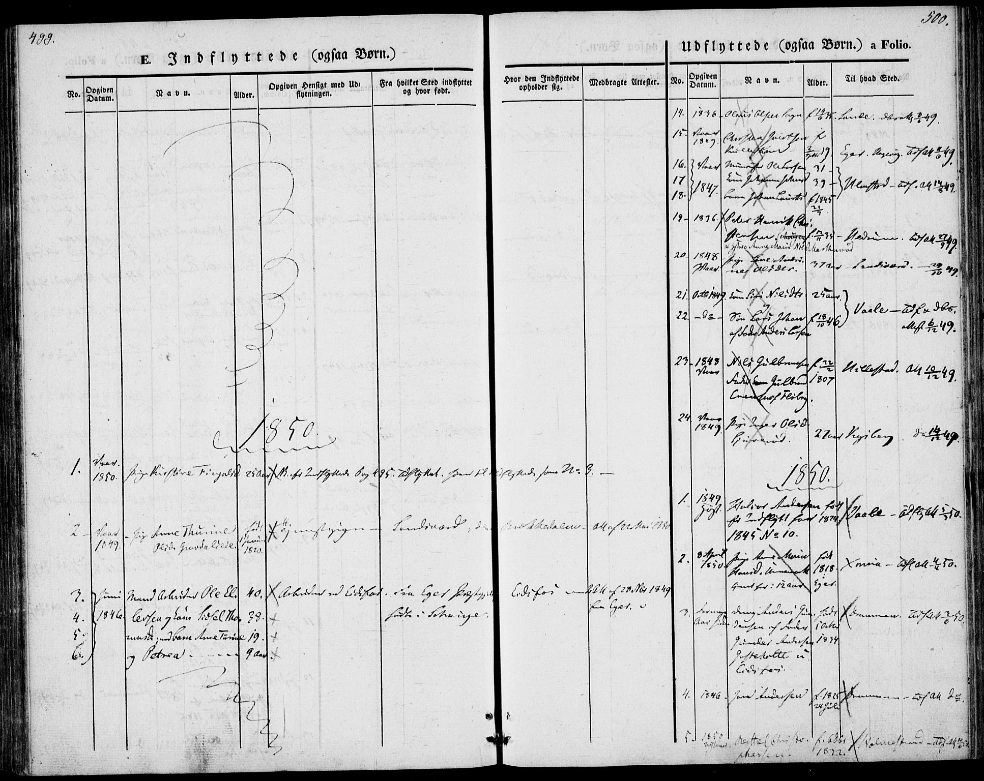 Hof kirkebøker, AV/SAKO-A-64/F/Fa/L0005: Parish register (official) no. I 5, 1844-1851, p. 499-500