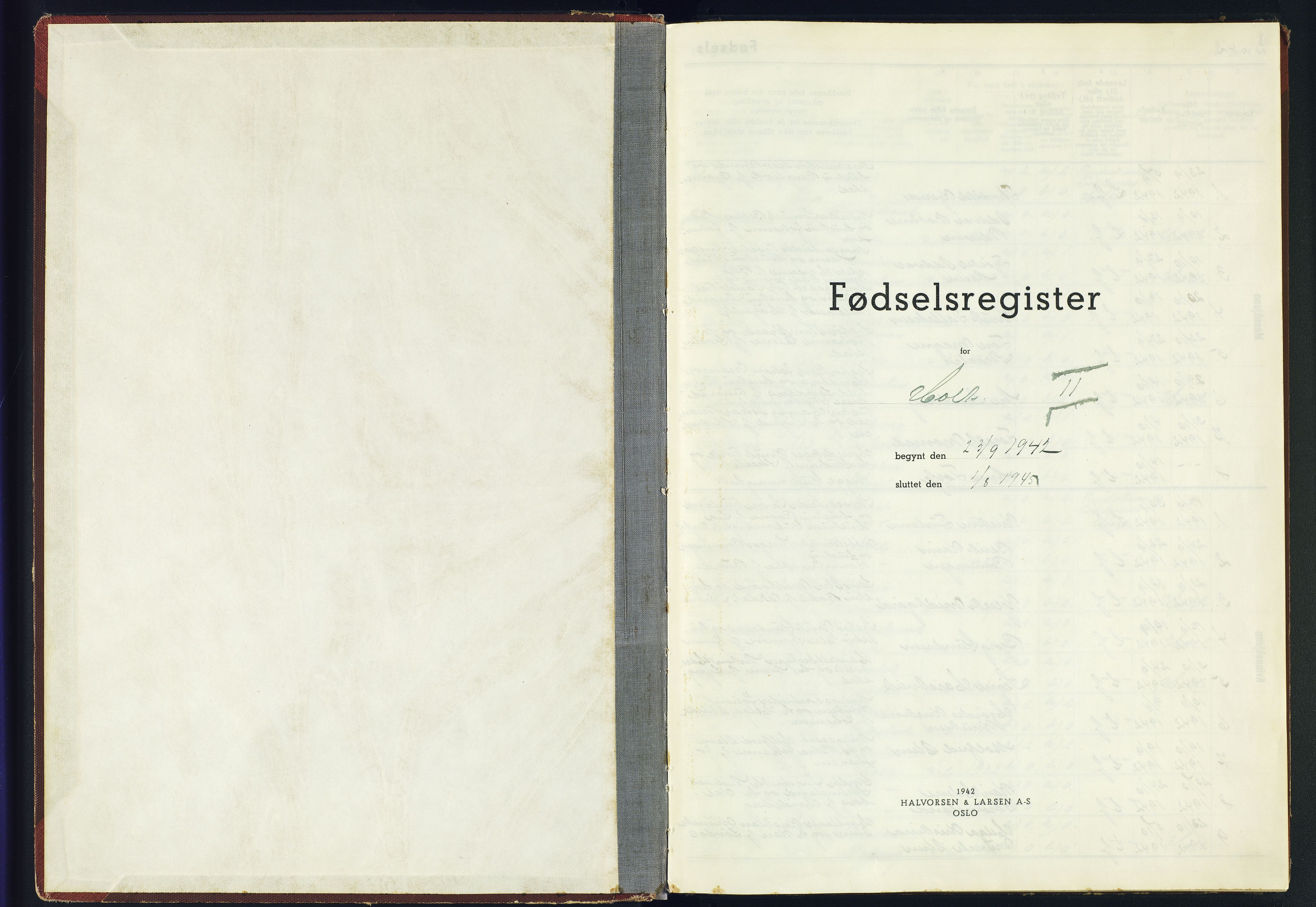 Holt sokneprestkontor, AV/SAK-1111-0021/J/Jb/L0001: Birth register no. II.6.1, 1942-1945