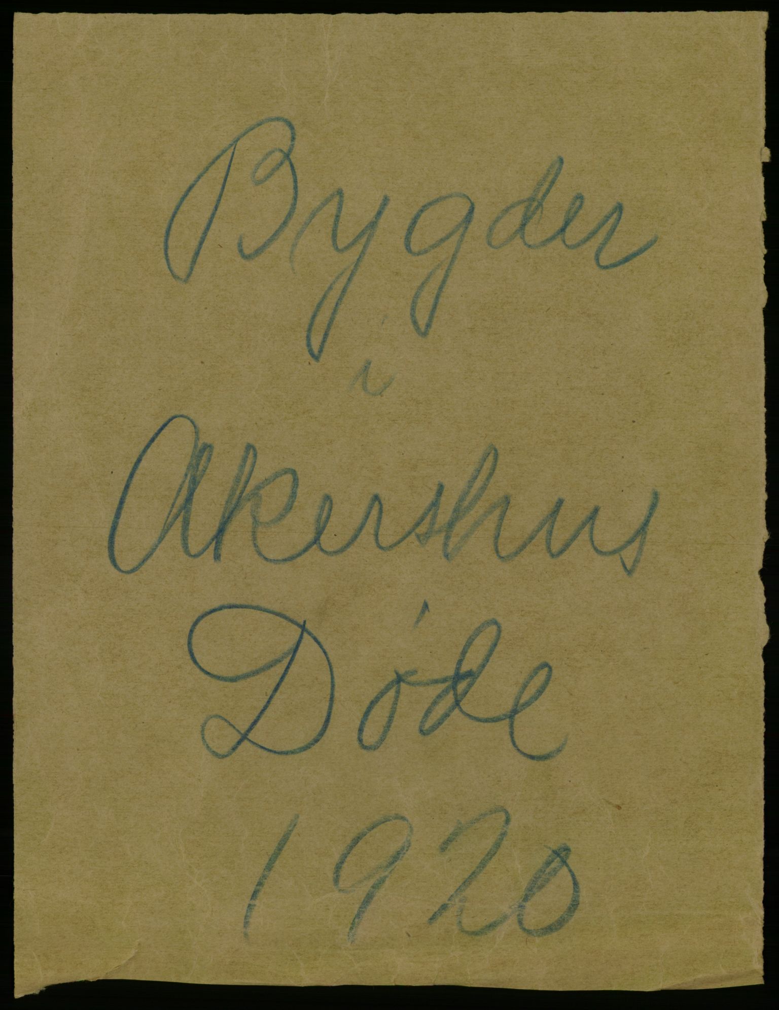 Statistisk sentralbyrå, Sosiodemografiske emner, Befolkning, AV/RA-S-2228/D/Df/Dfb/Dfbj/L0007: Akershus fylke: Døde. Bygder og byer., 1920, p. 1