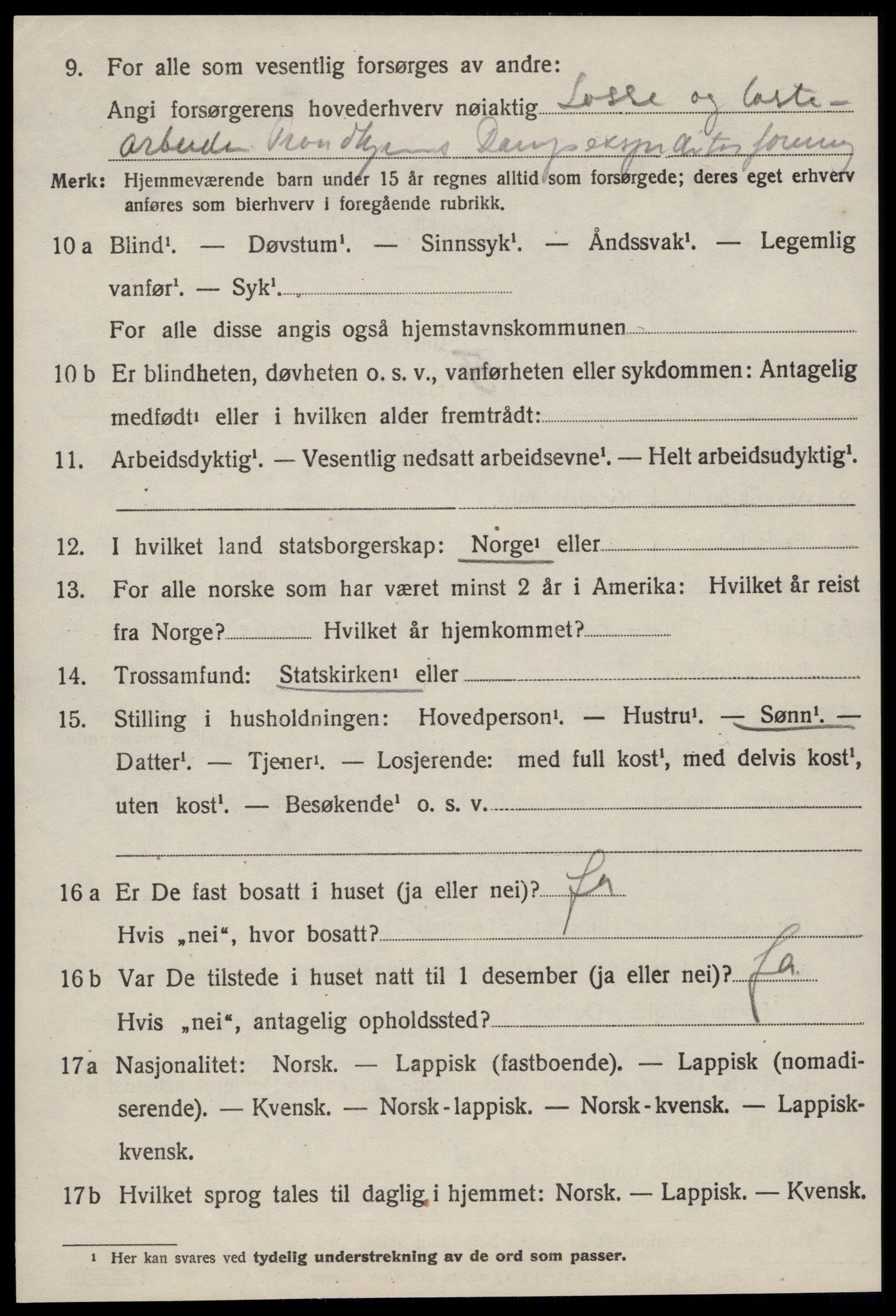 SAT, 1920 census for Malvik, 1920, p. 5319