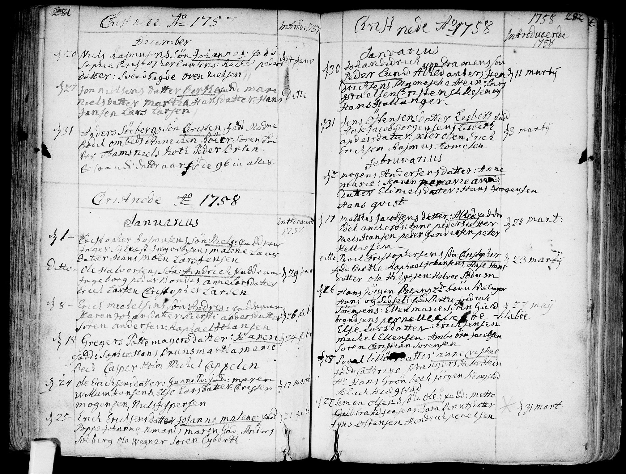 Bragernes kirkebøker, SAKO/A-6/F/Fa/L0004: Parish register (official) no. I 4, 1734-1759, p. 281-282