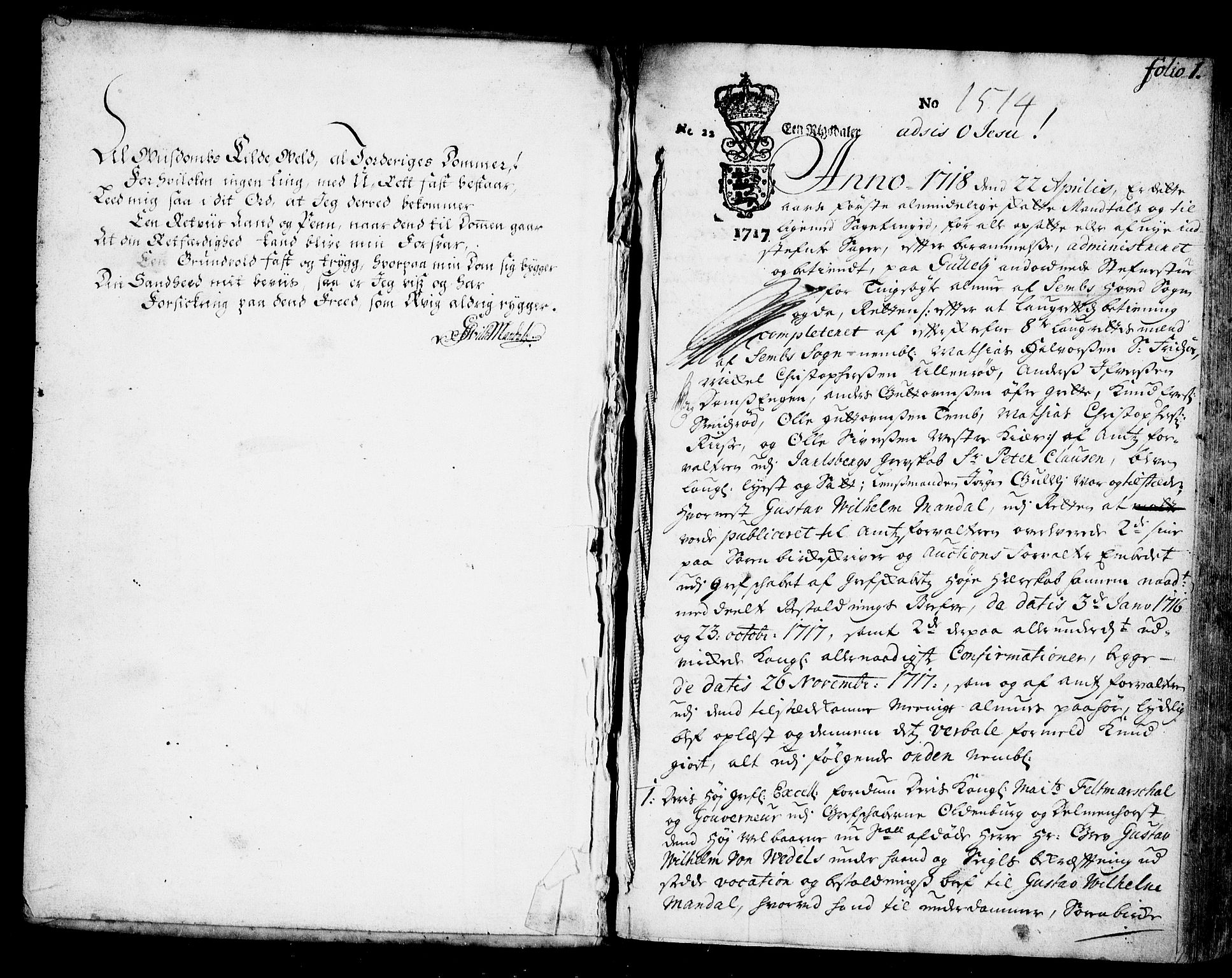 Søndre Jarlsberg sorenskriveri, SAKO/A-129/F/Fa/L0010: Tingbok, 1718-1720, p. 1