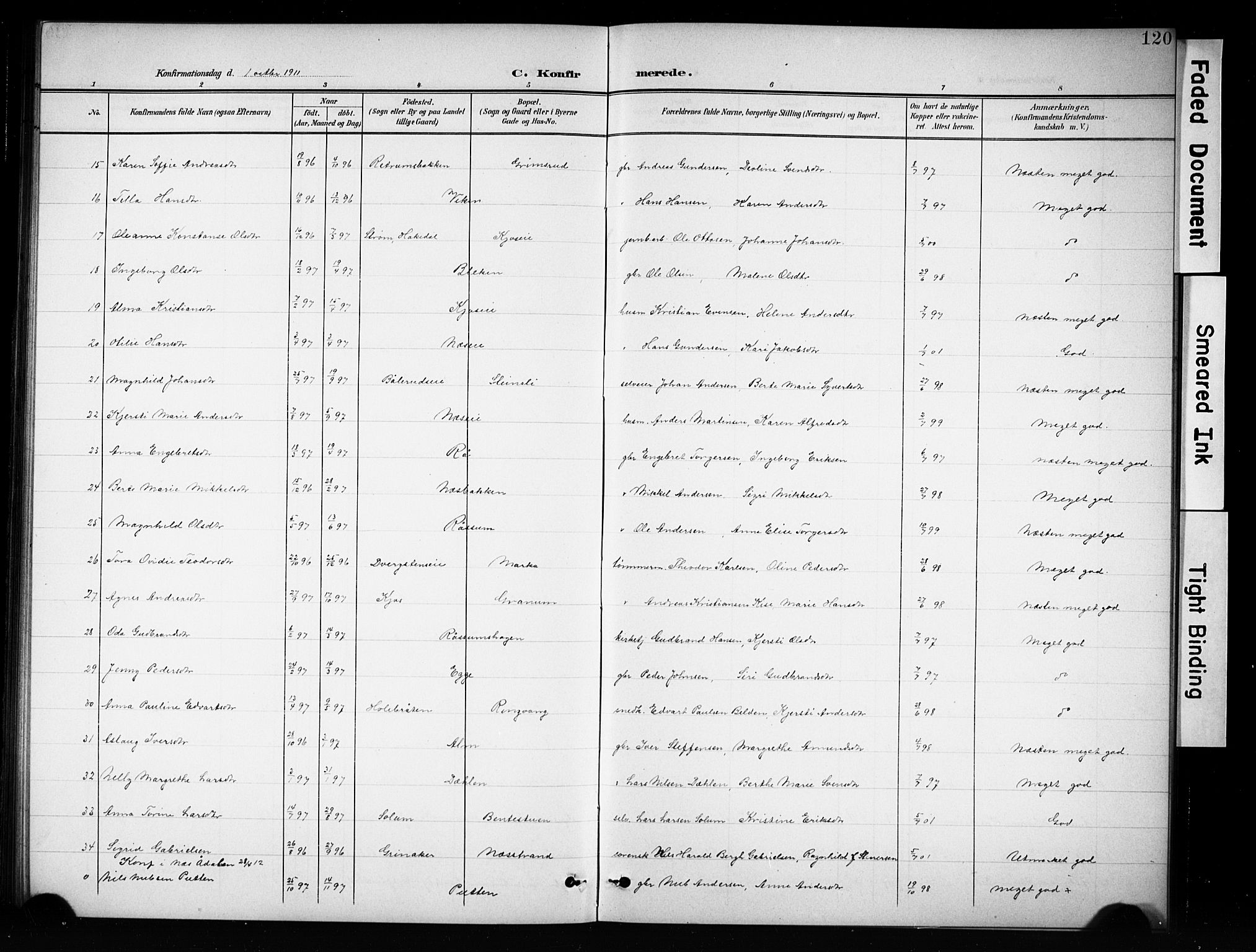 Brandbu prestekontor, SAH/PREST-114/H/Ha/Hab/L0005: Parish register (copy) no. 5, 1900-1913, p. 120