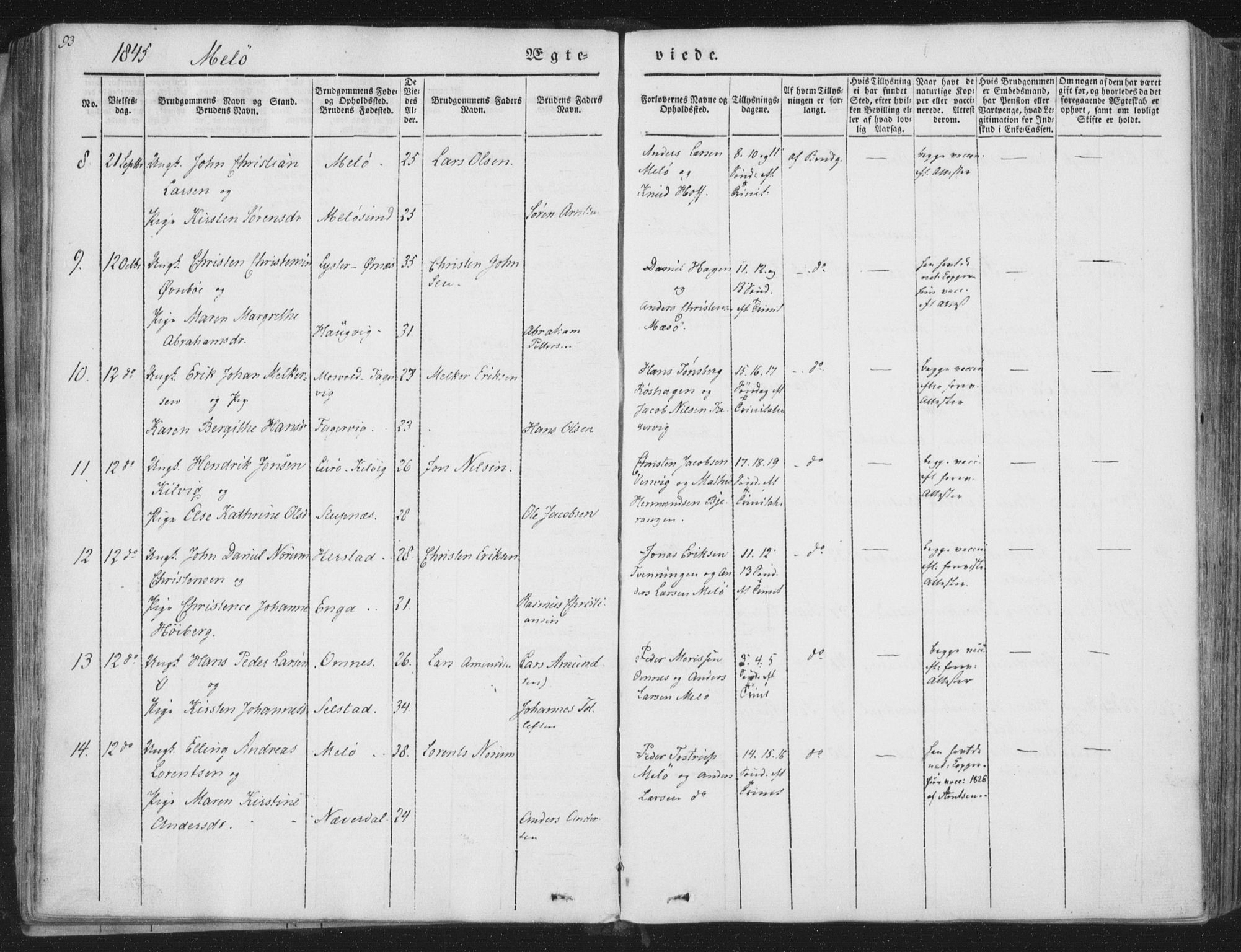 Ministerialprotokoller, klokkerbøker og fødselsregistre - Nordland, AV/SAT-A-1459/841/L0604: Parish register (official) no. 841A09 /2, 1845-1862, p. 93