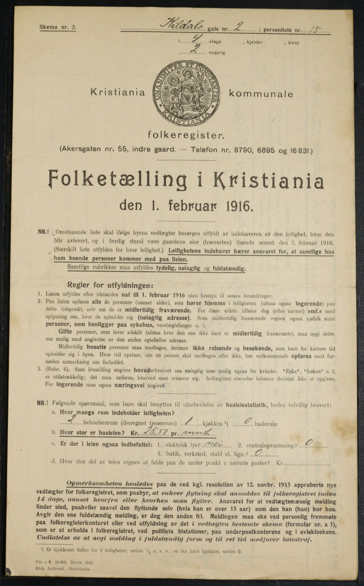 OBA, Municipal Census 1916 for Kristiania, 1916, p. 50587