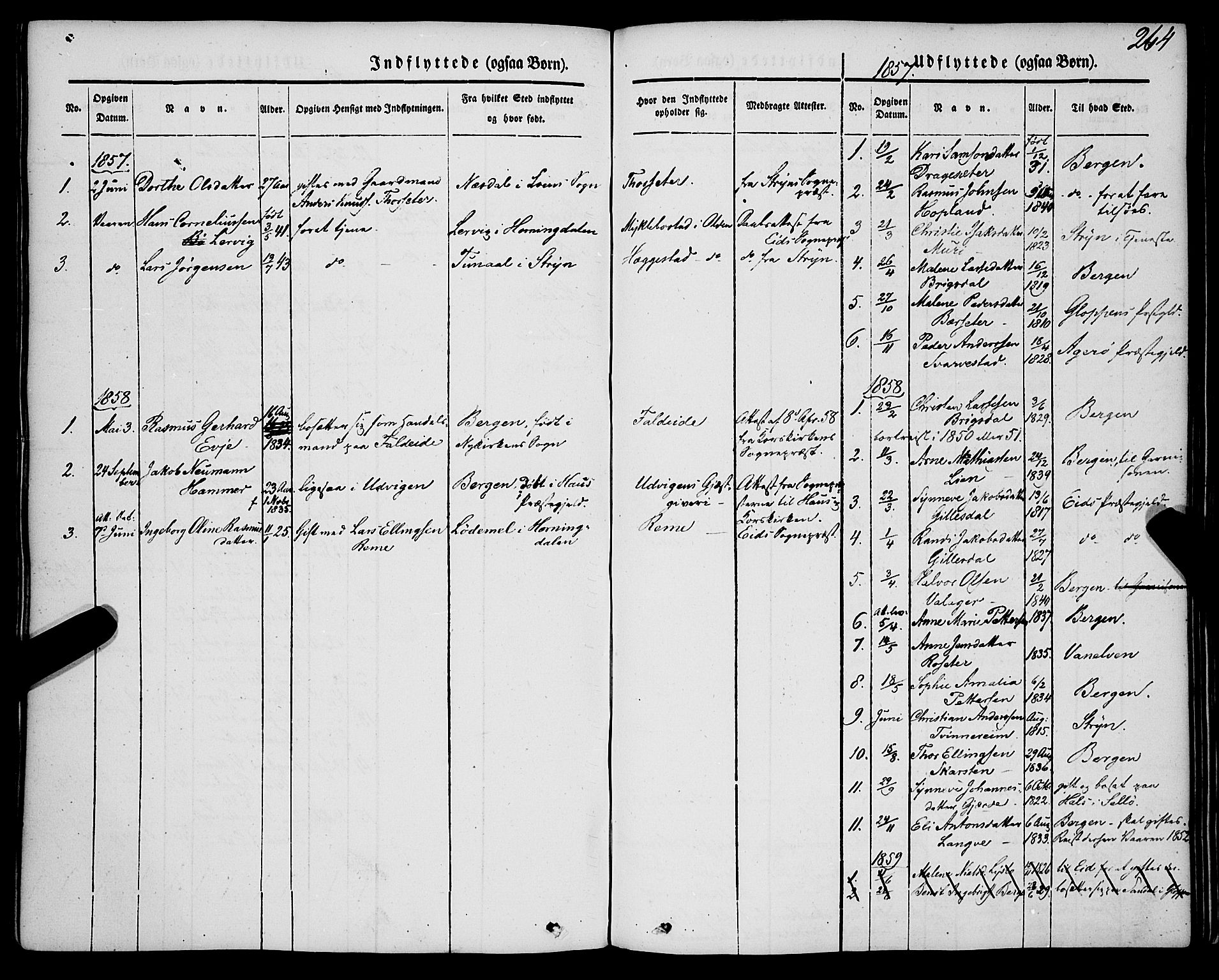 Innvik sokneprestembete, SAB/A-80501: Parish register (official) no. A 5, 1847-1865, p. 264