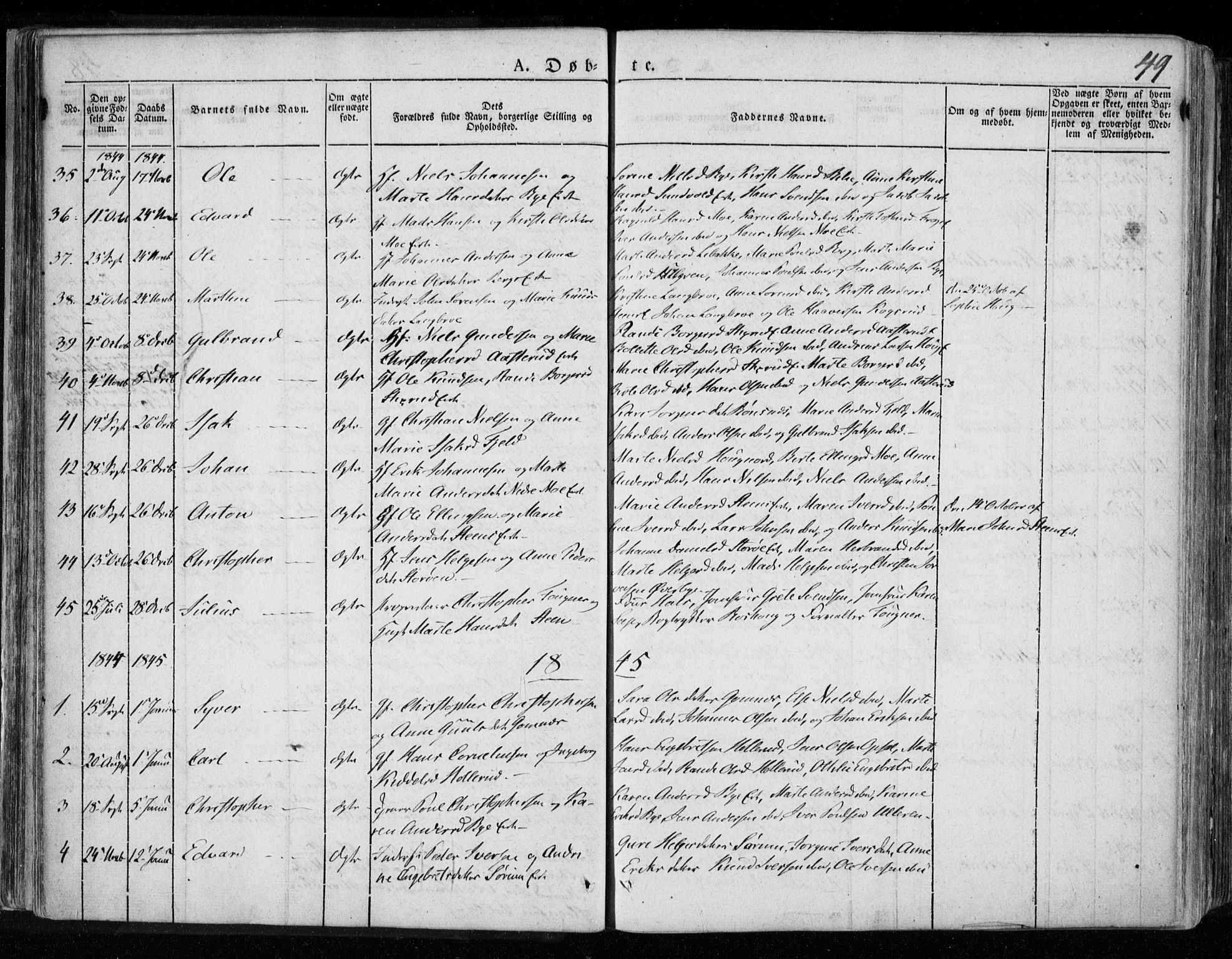 Hole kirkebøker, AV/SAKO-A-228/F/Fa/L0005: Parish register (official) no. I 5, 1833-1851, p. 49