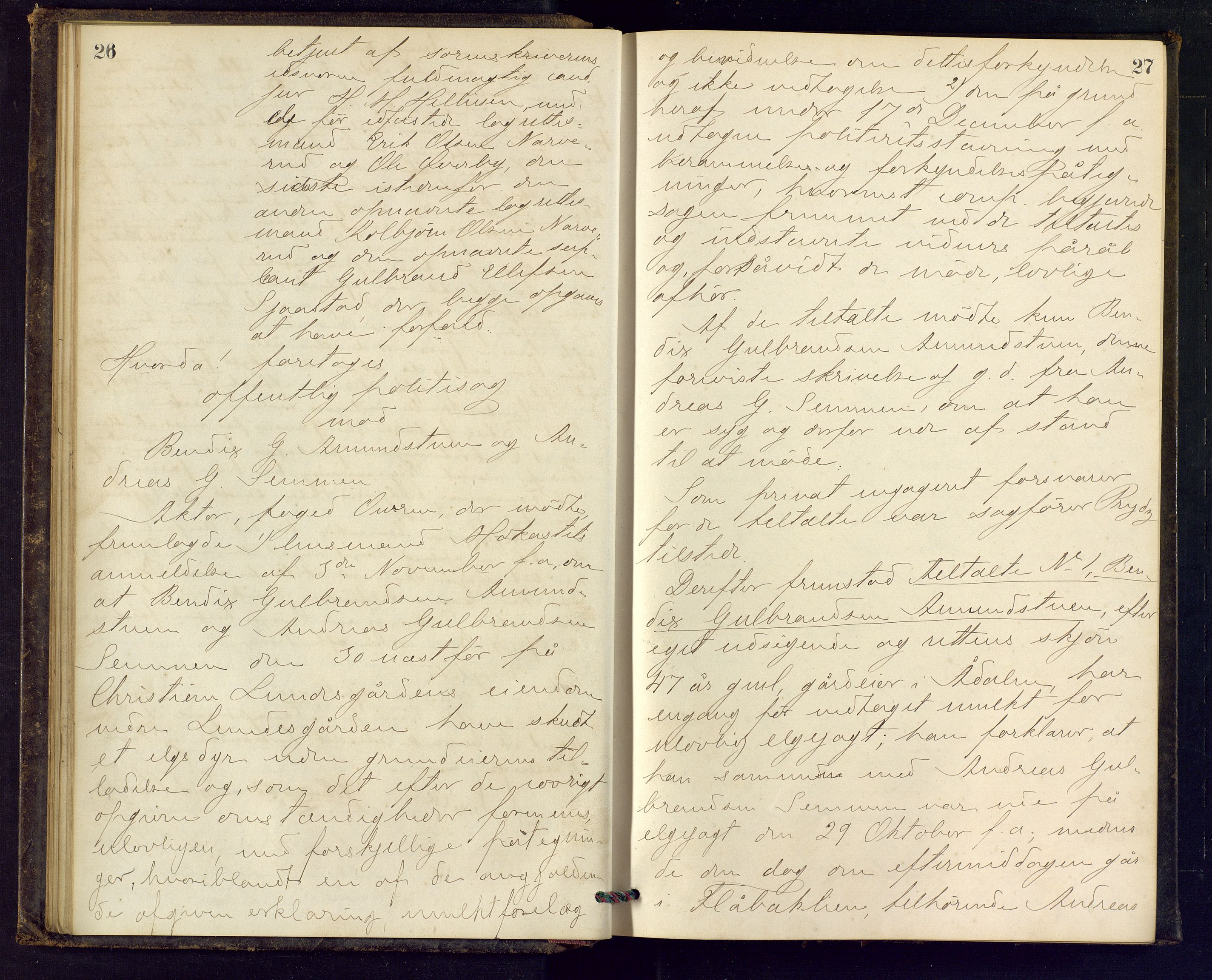 Ringerike sorenskriveri, AV/SAKO-A-105/F/Fc/Fca/L0017: Ekstrarettsprotokoll, 1880-1882, p. 26-27