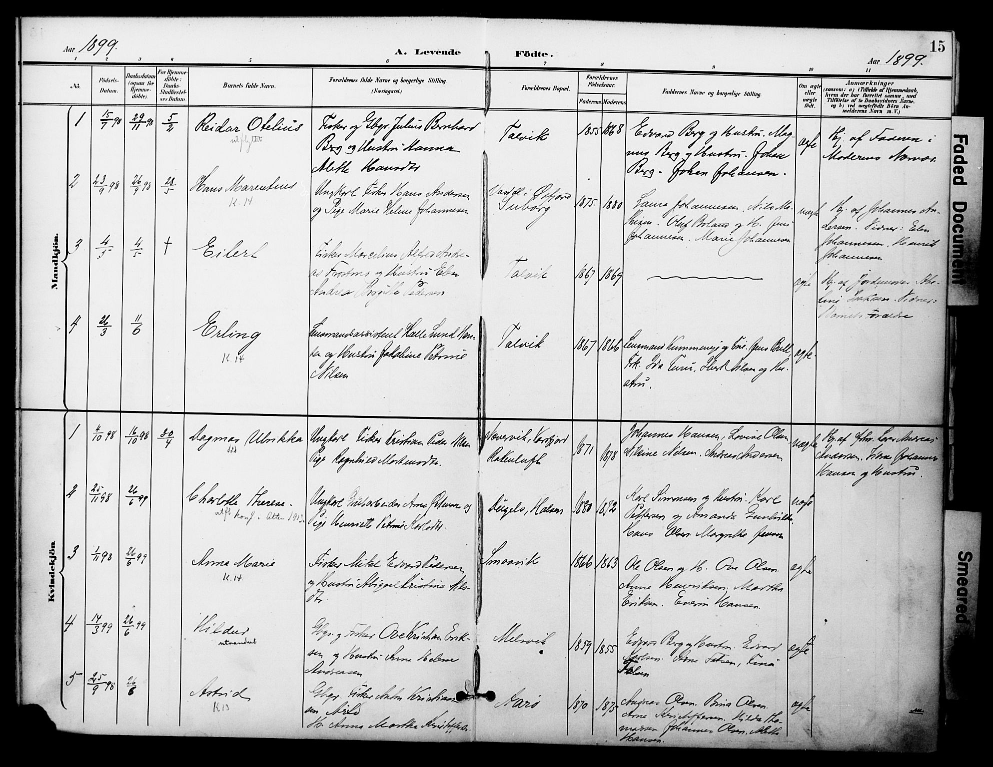 Talvik sokneprestkontor, AV/SATØ-S-1337/H/Ha/L0014kirke: Parish register (official) no. 14, 1897-1905, p. 15