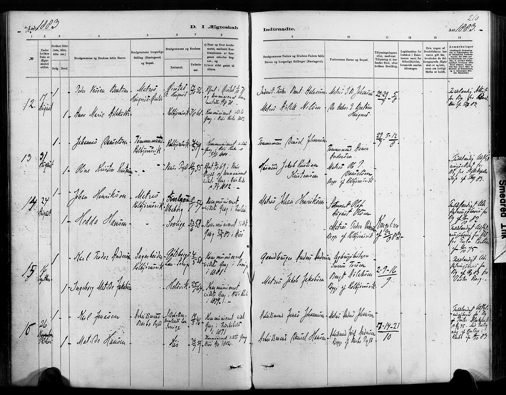 Hisøy sokneprestkontor, SAK/1111-0020/F/Fa/L0003: Parish register (official) no. A 3, 1881-1894, p. 210