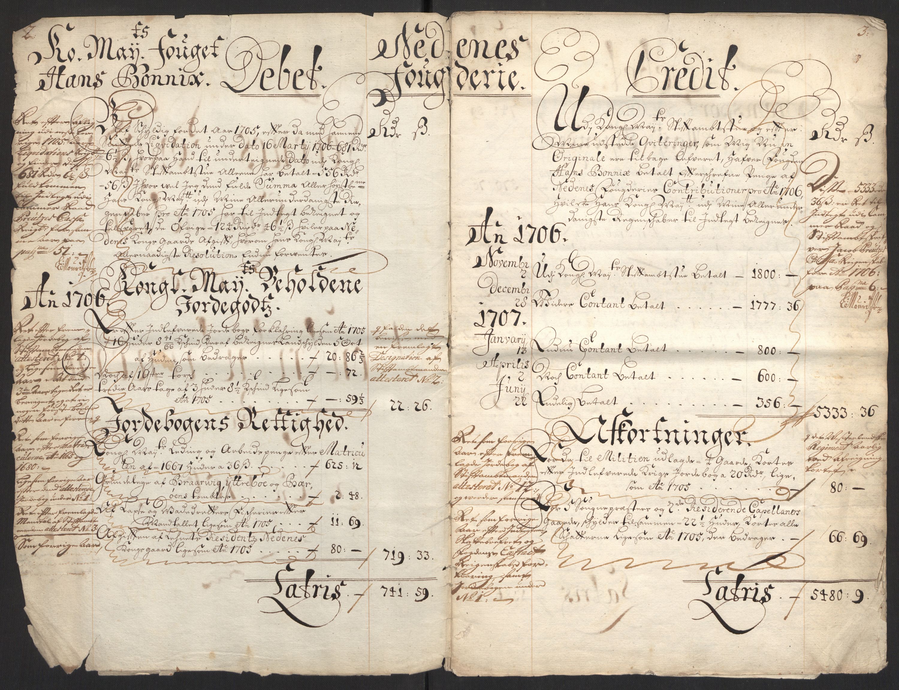 Rentekammeret inntil 1814, Reviderte regnskaper, Fogderegnskap, AV/RA-EA-4092/R39/L2318: Fogderegnskap Nedenes, 1706-1709, p. 4