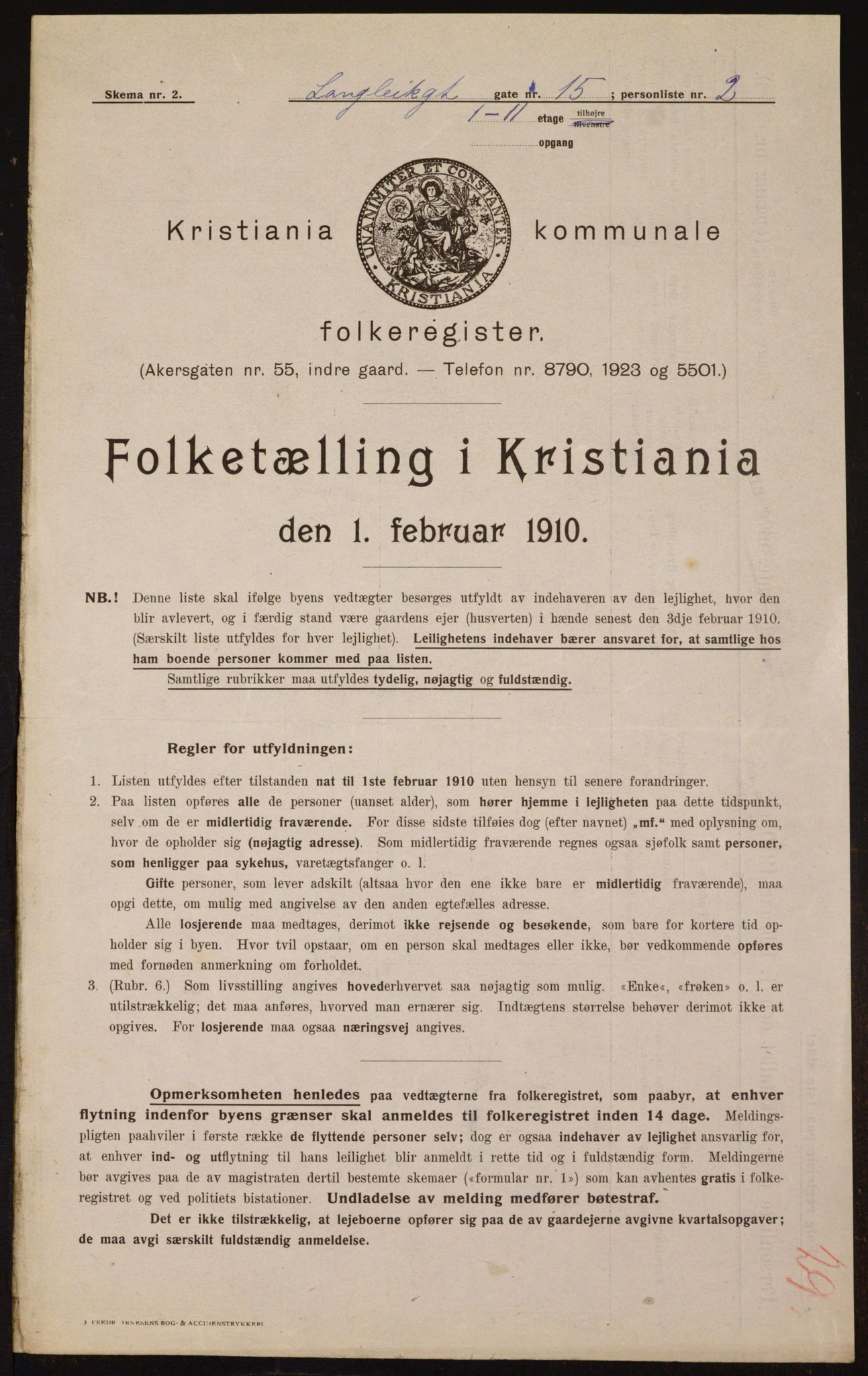 OBA, Municipal Census 1910 for Kristiania, 1910, p. 55002