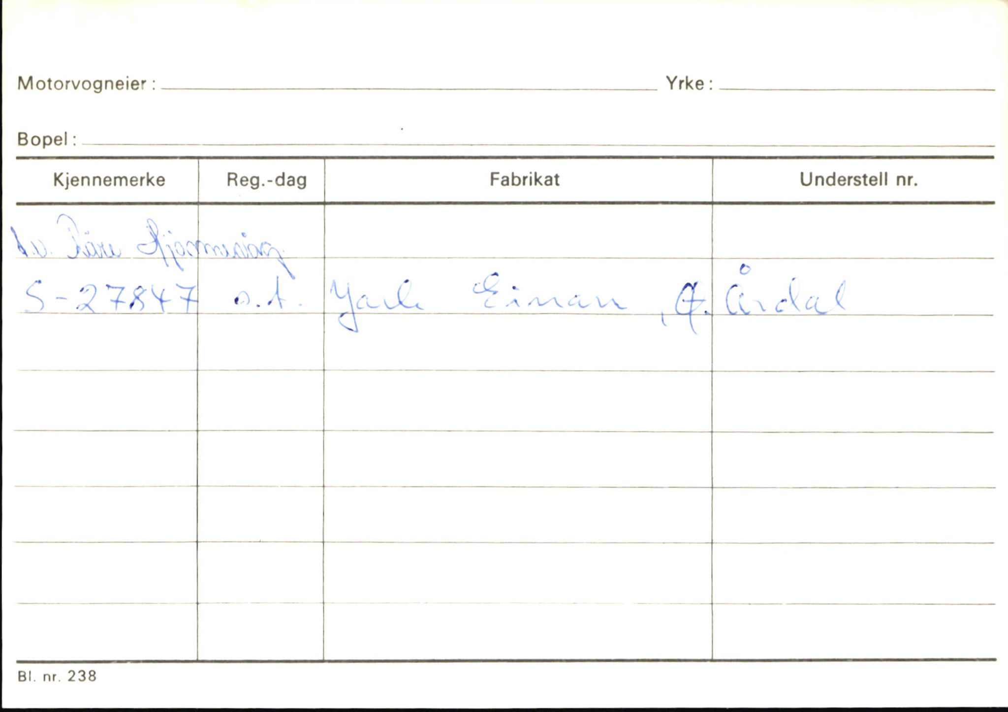 Statens vegvesen, Sogn og Fjordane vegkontor, AV/SAB-A-5301/4/F/L0145: Registerkort Vågsøy S-Å. Årdal I-P, 1945-1975, p. 2272