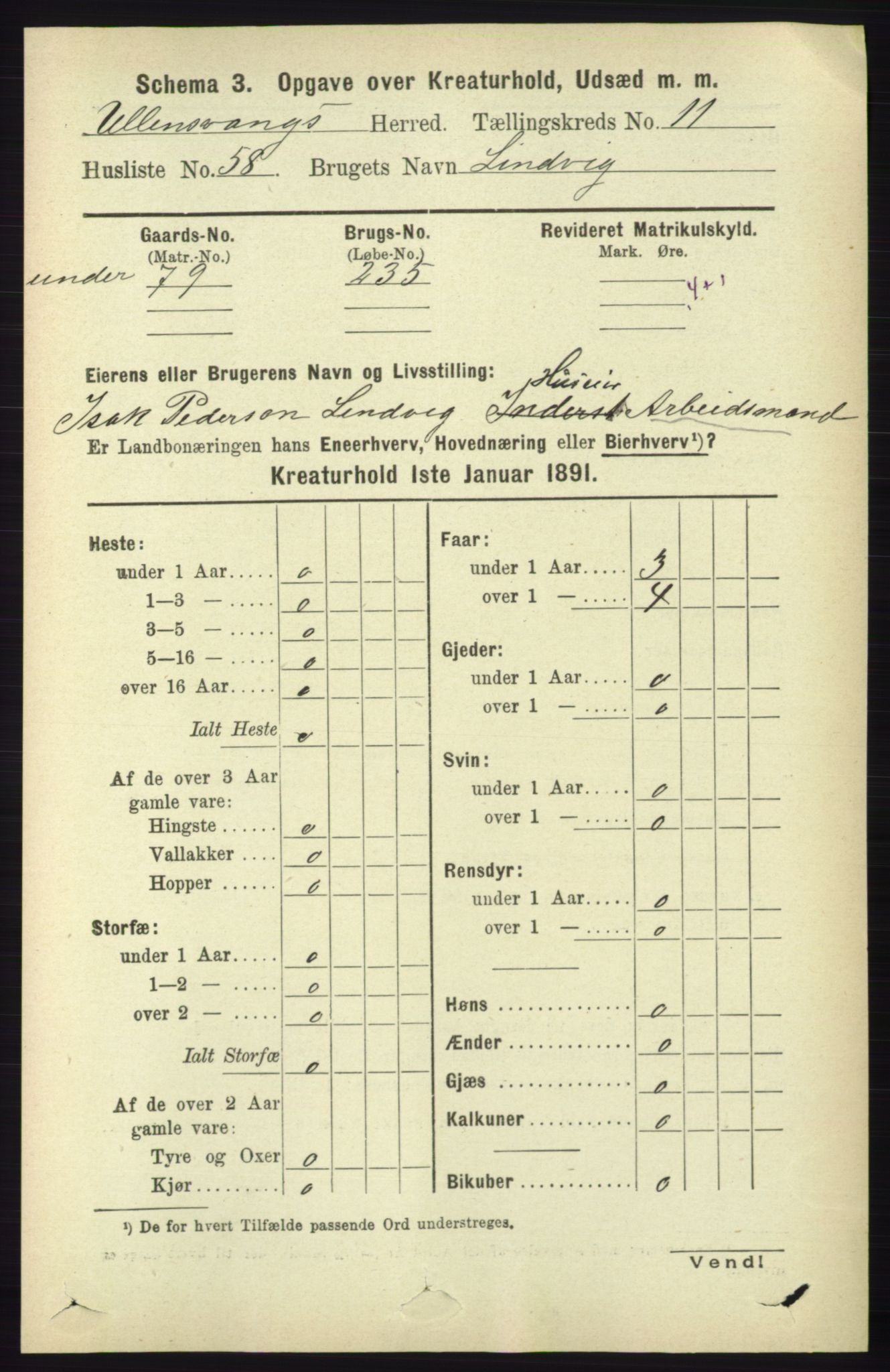 RA, 1891 census for 1230 Ullensvang, 1891, p. 8015