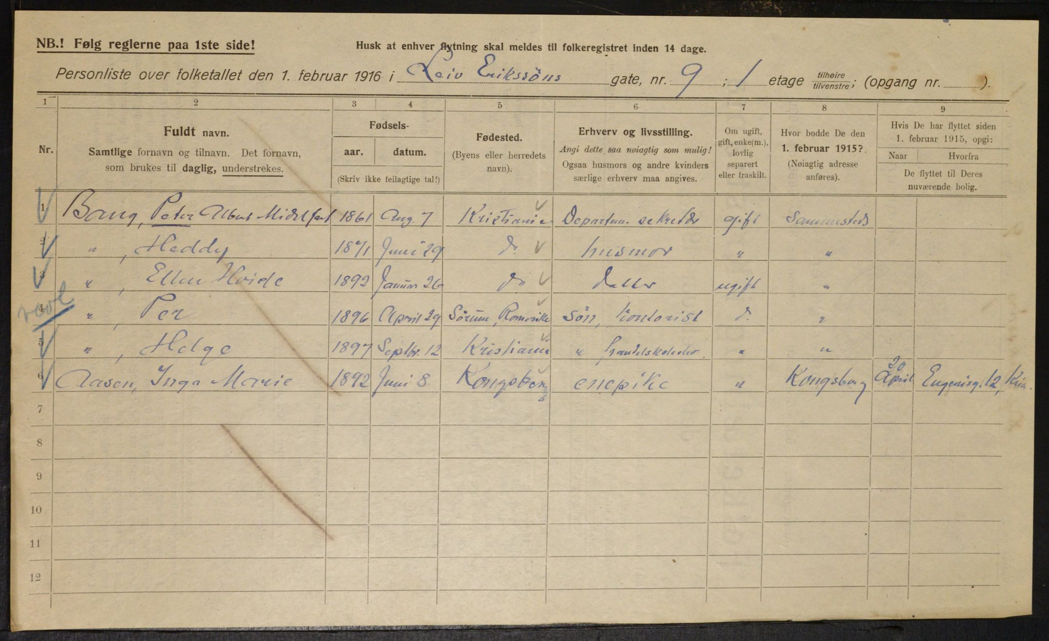 OBA, Municipal Census 1916 for Kristiania, 1916, p. 58814