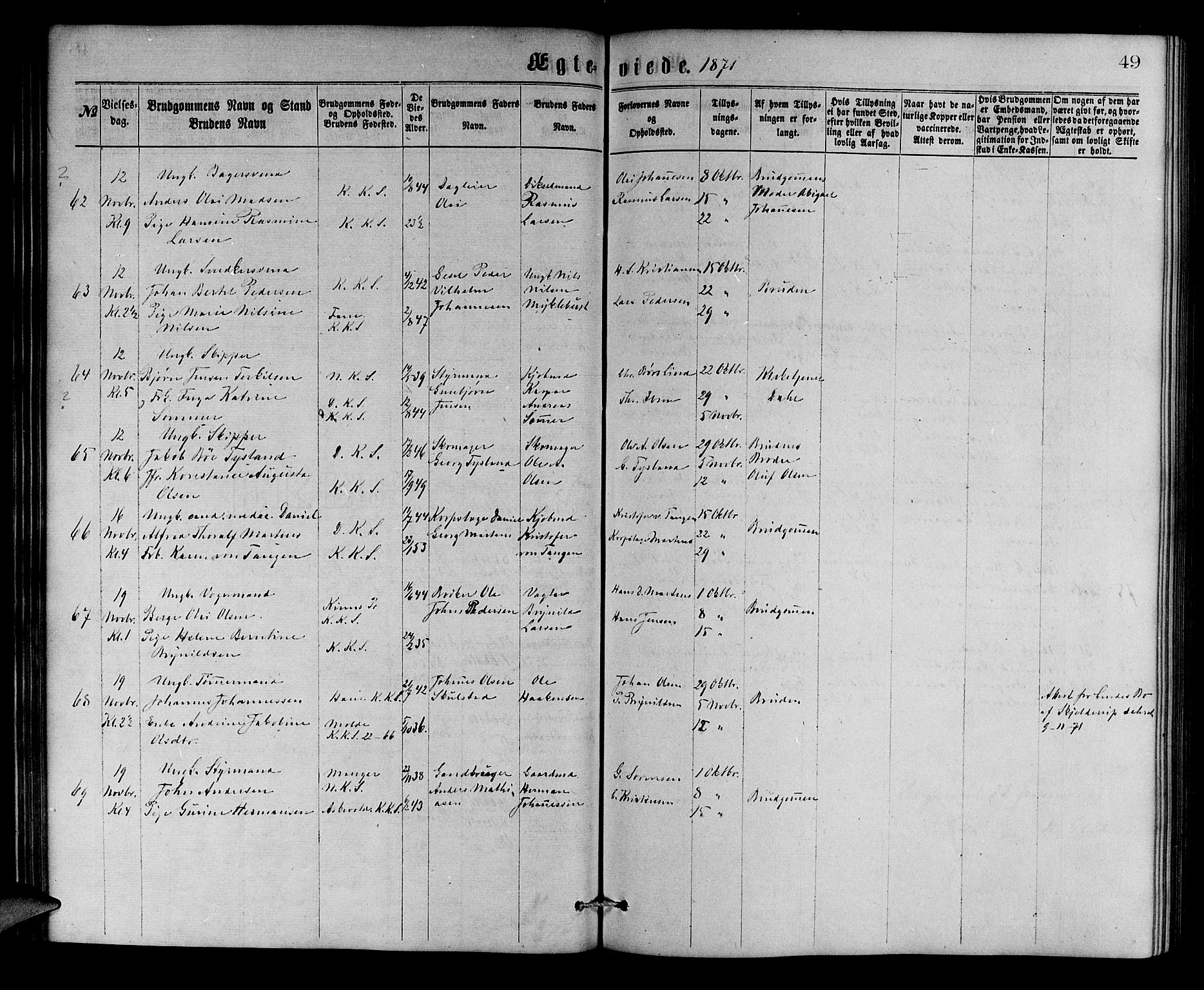 Korskirken sokneprestembete, AV/SAB-A-76101/H/Hab: Parish register (copy) no. D 2, 1867-1886, p. 49