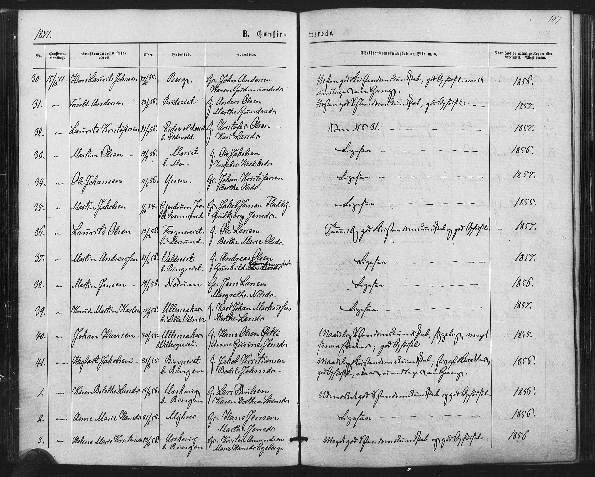 Sørum prestekontor Kirkebøker, AV/SAO-A-10303/F/Fa/L0006: Parish register (official) no. I 6, 1864-1877, p. 107