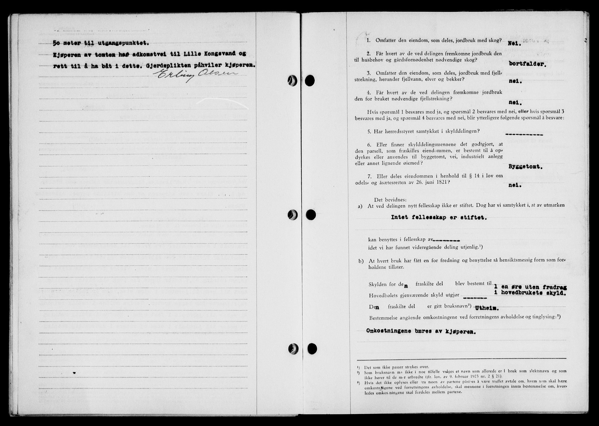 Lofoten sorenskriveri, SAT/A-0017/1/2/2C/L0011a: Mortgage book no. 11a, 1943-1943, Diary no: : 873/1943