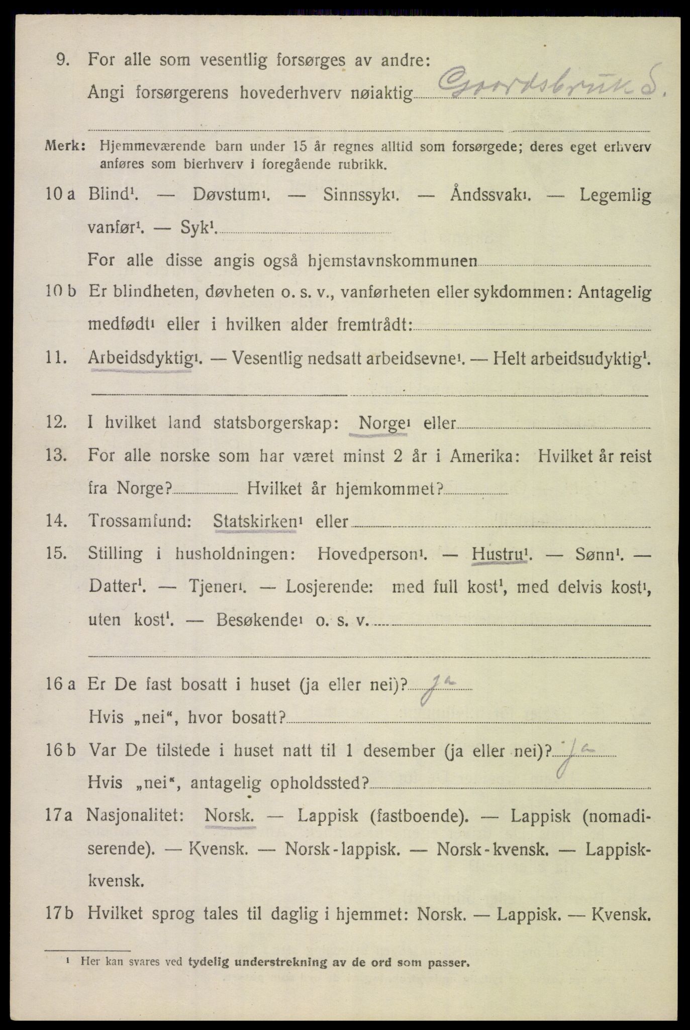 SAT, 1920 census for Lødingen, 1920, p. 2588