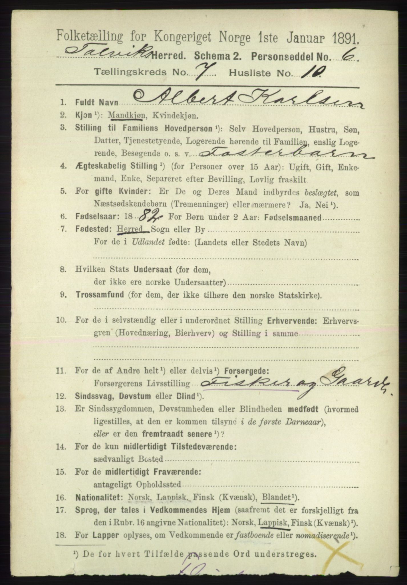 RA, 1891 census for 2013 Talvik, 1891, p. 2030