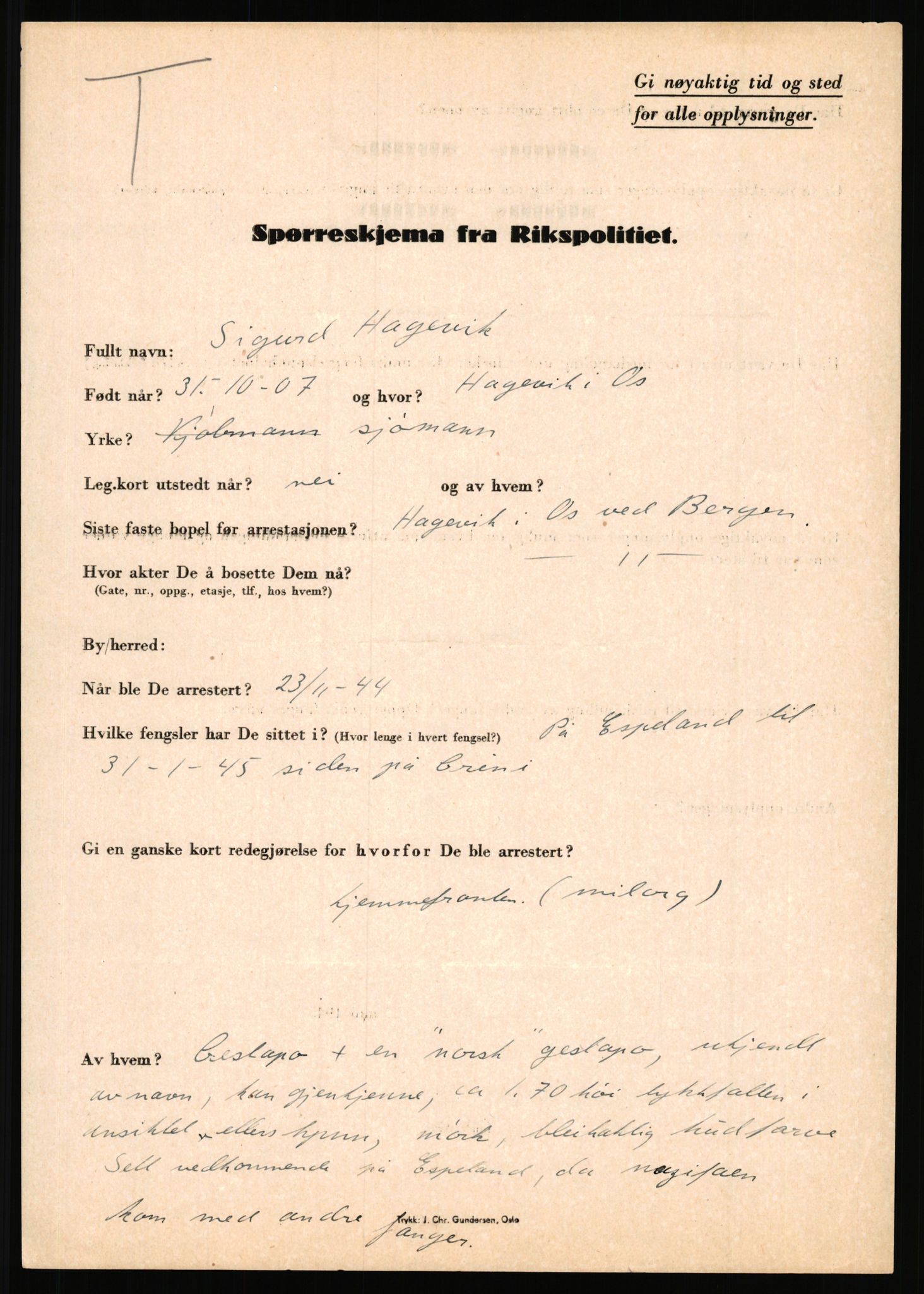 Rikspolitisjefen, AV/RA-S-1560/L/L0005: Gidske, Peder Martin -  Hansell, Georg, 1940-1945, p. 896