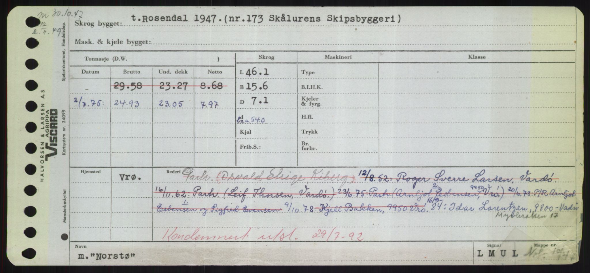 Sjøfartsdirektoratet med forløpere, Skipsmålingen, RA/S-1627/H/Hd/L0027: Fartøy, Norhop-Nør, p. 173