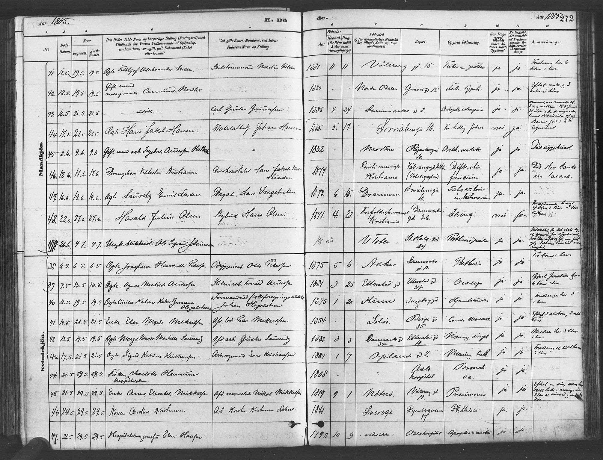 Gamlebyen prestekontor Kirkebøker, AV/SAO-A-10884/F/Fa/L0006: Parish register (official) no. 6, 1881-1890, p. 272