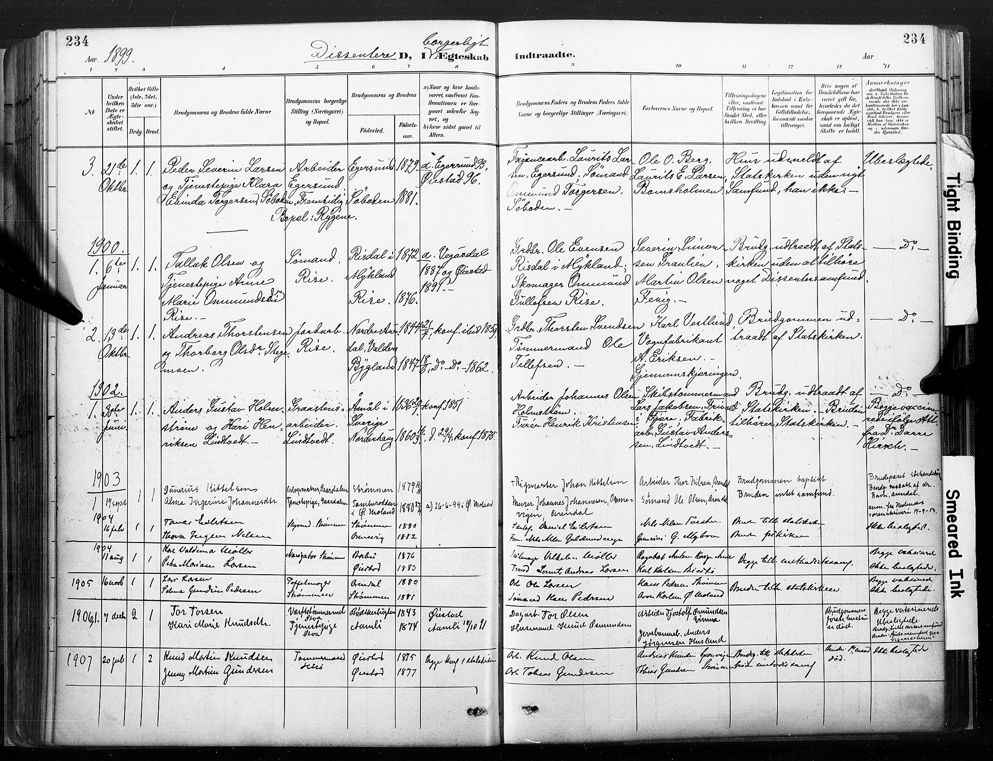 Øyestad sokneprestkontor, AV/SAK-1111-0049/F/Fa/L0018: Parish register (official) no. A 18, 1897-1907, p. 234