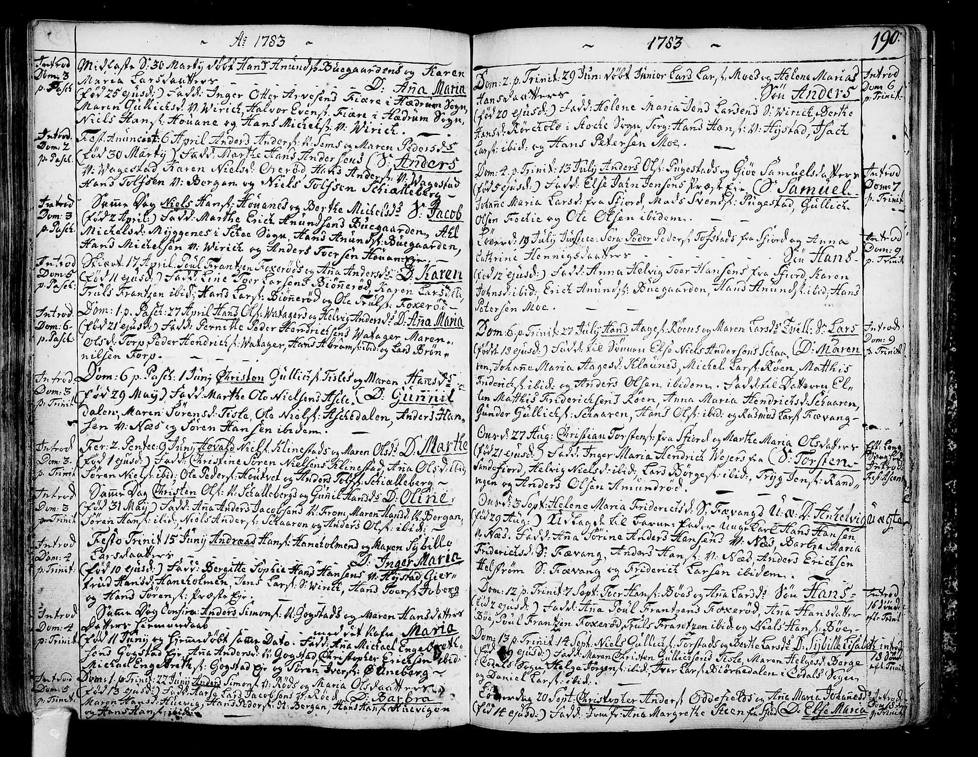 Sandar kirkebøker, AV/SAKO-A-243/F/Fa/L0002: Parish register (official) no. 2, 1733-1788, p. 190