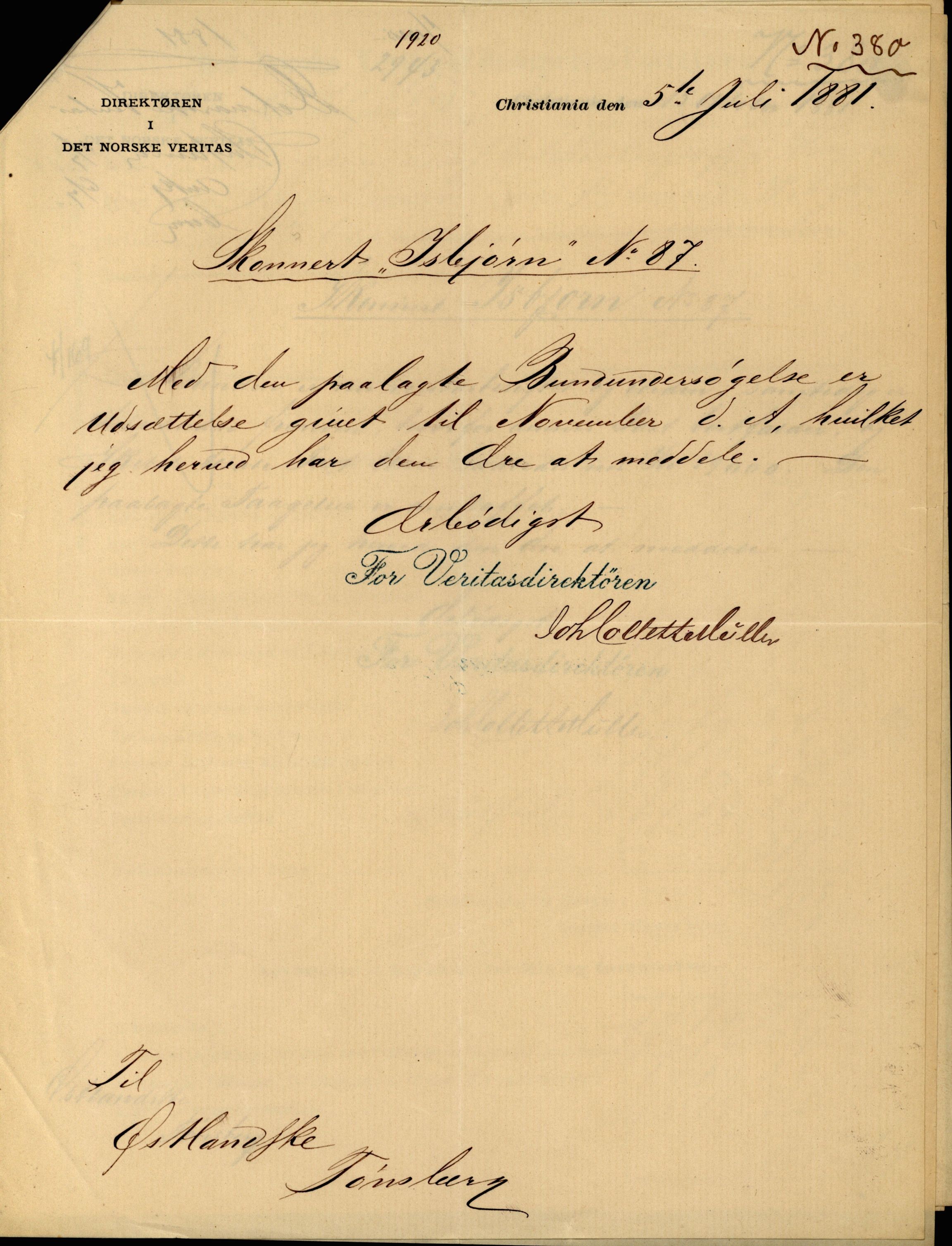 Pa 63 - Østlandske skibsassuranceforening, VEMU/A-1079/G/Ga/L0015/0013: Havaridokumenter / Venice, Isbjørn, Varnæs, Valkyrien, 1882, p. 27