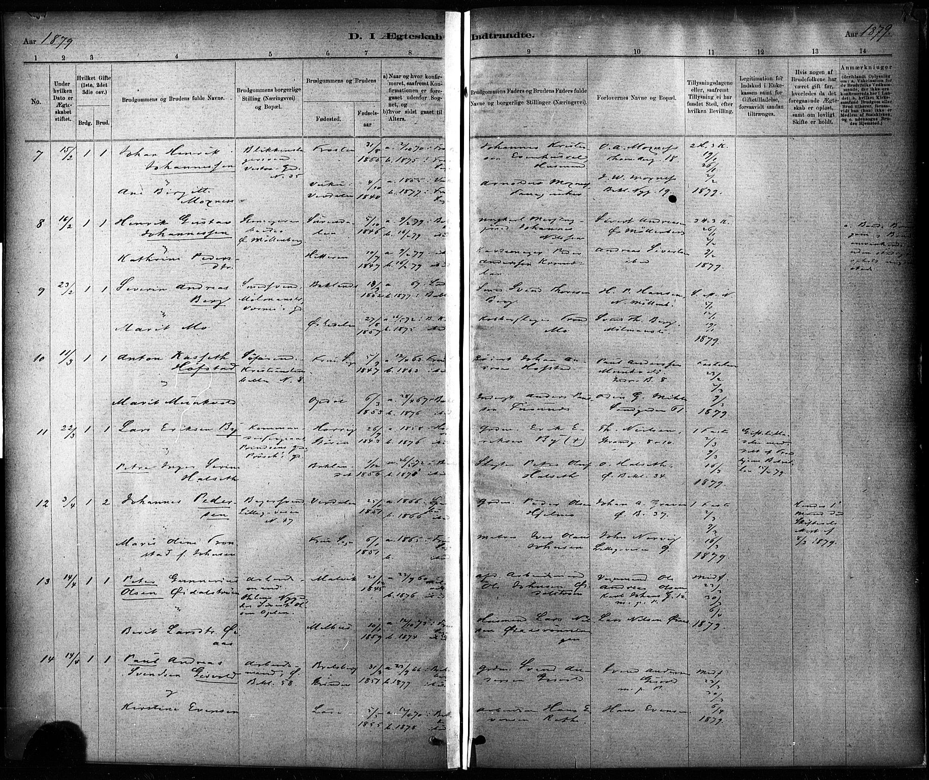 Ministerialprotokoller, klokkerbøker og fødselsregistre - Sør-Trøndelag, SAT/A-1456/604/L0189: Parish register (official) no. 604A10, 1878-1892, p. 7